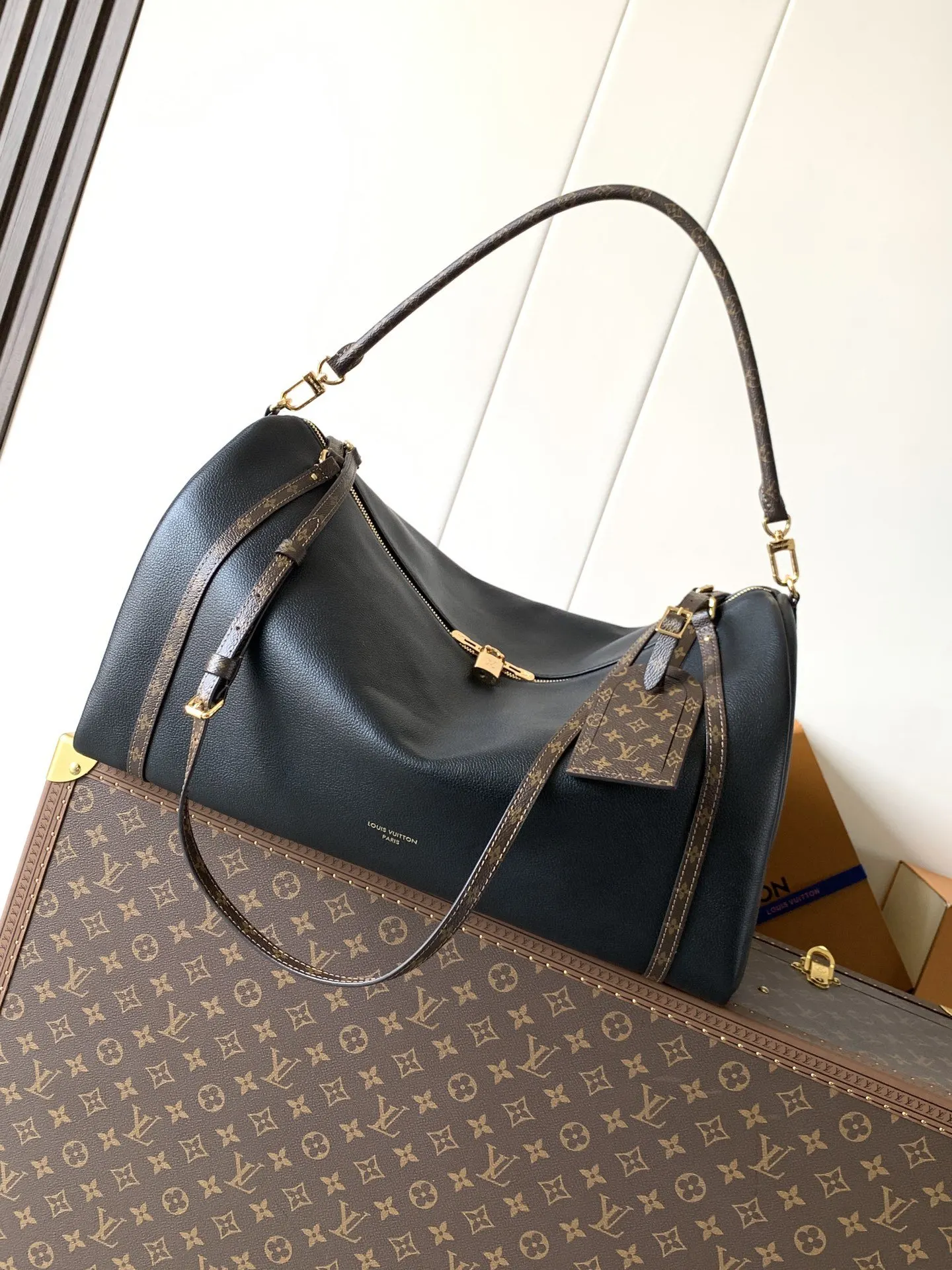 Keepall 黑色 牛皮 旅行袋 大容量旅行款