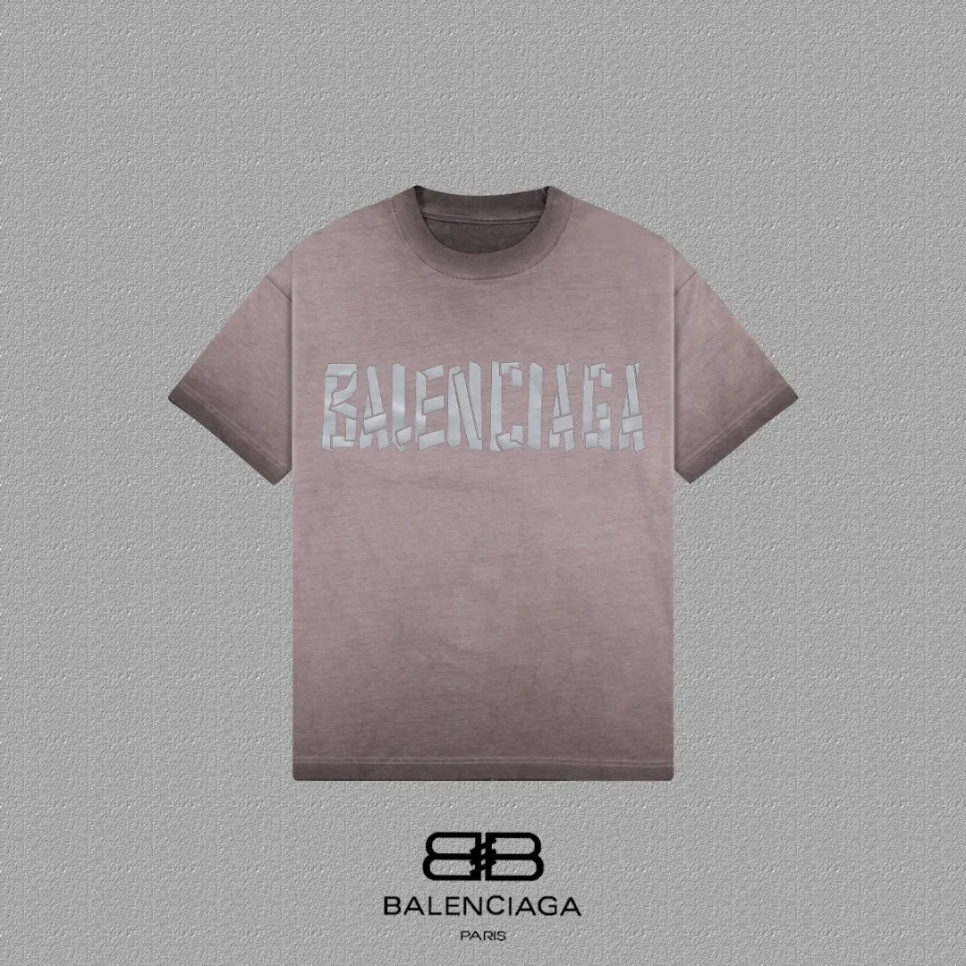 Balenciaga Paris Gray Short Sleeve T-Shirt Street Casual Style