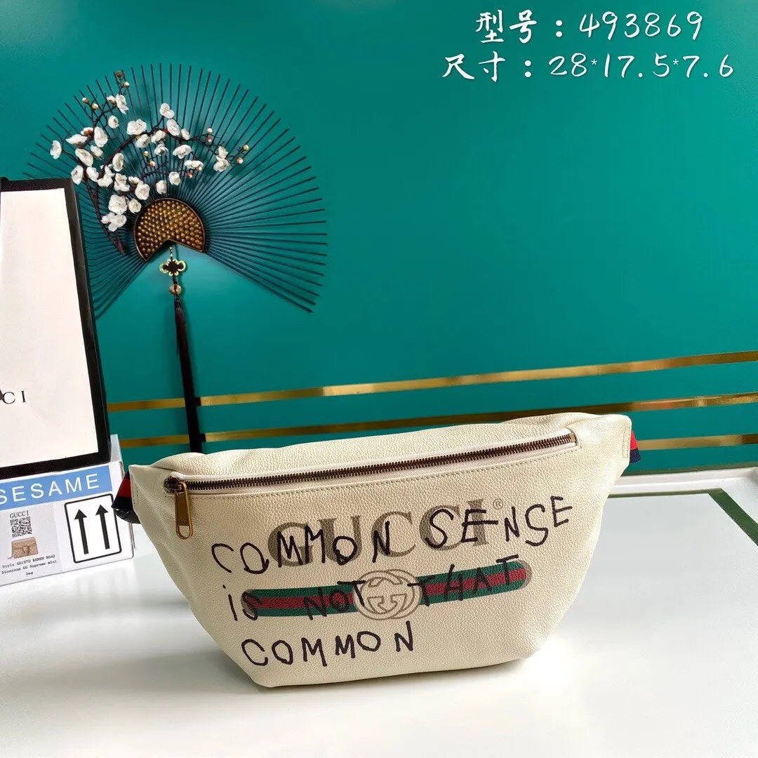 Gucci 米白 牛皮 厂价 腰包 休闲腰包款