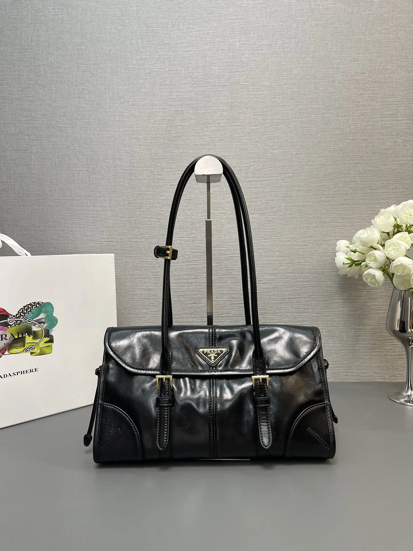PRADA 1BD376 皮革 三角标 手提包 日常通勤款