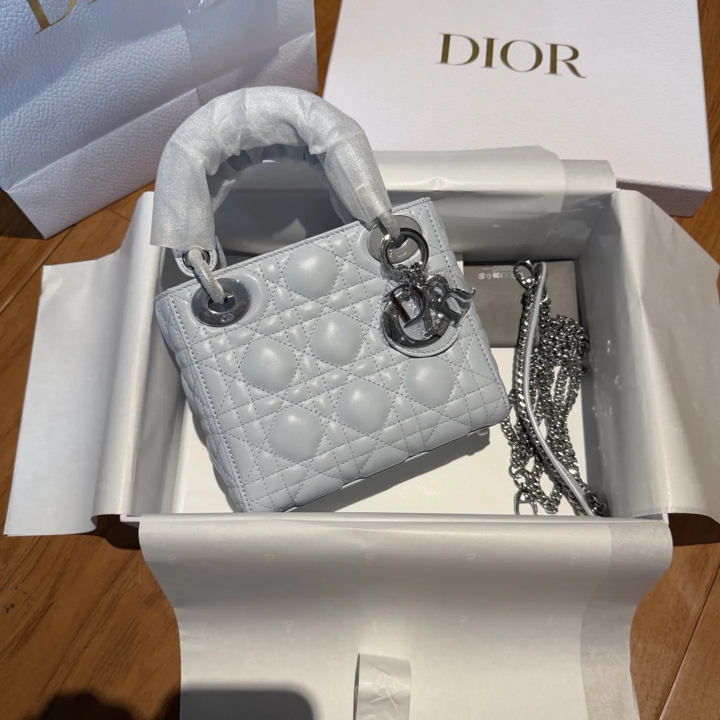 Dior Lady 藍色 羊皮 鏈條包 精致鏈條款