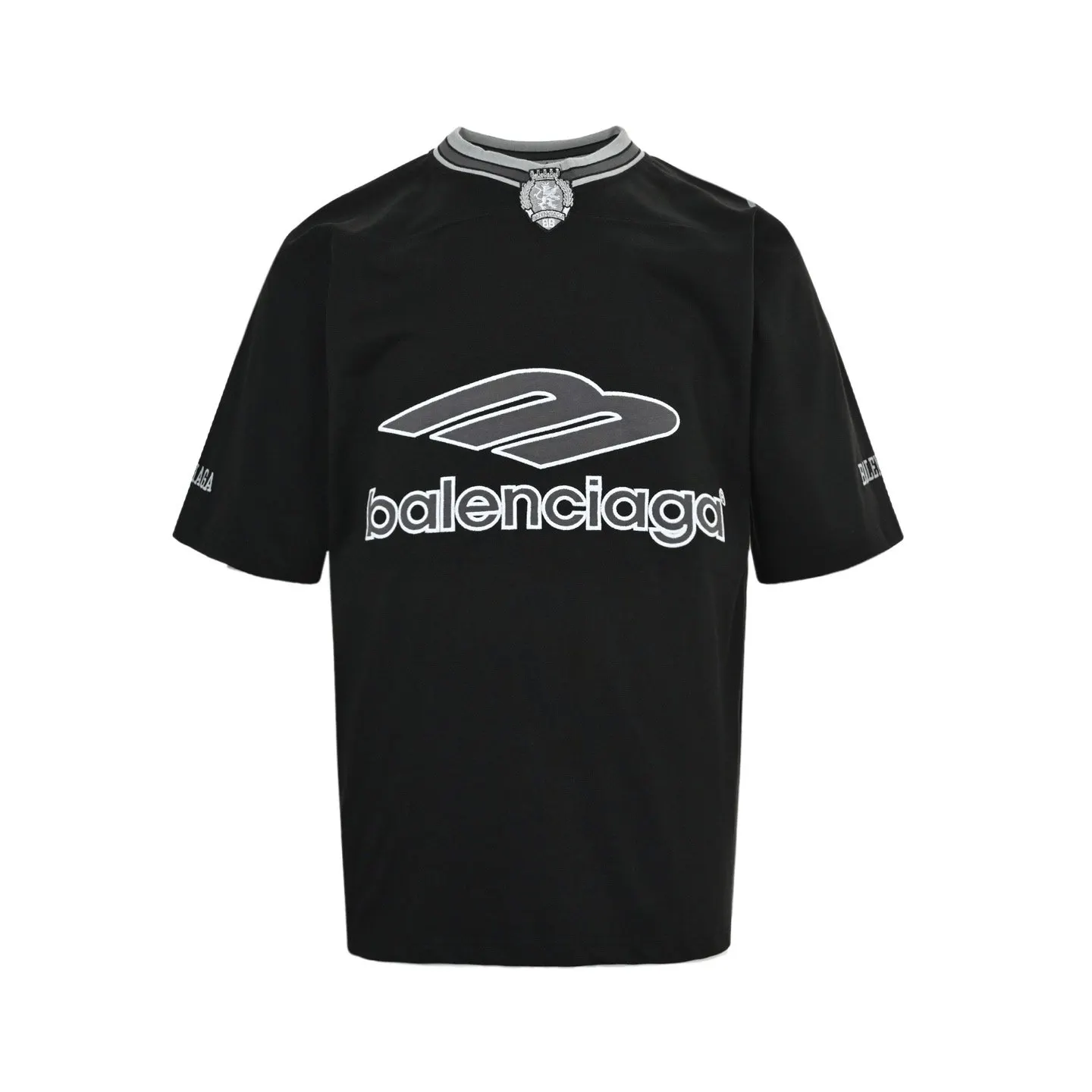 Balenciaga Black Cotton Logo Short Sleeve T-Shirt Street Casual