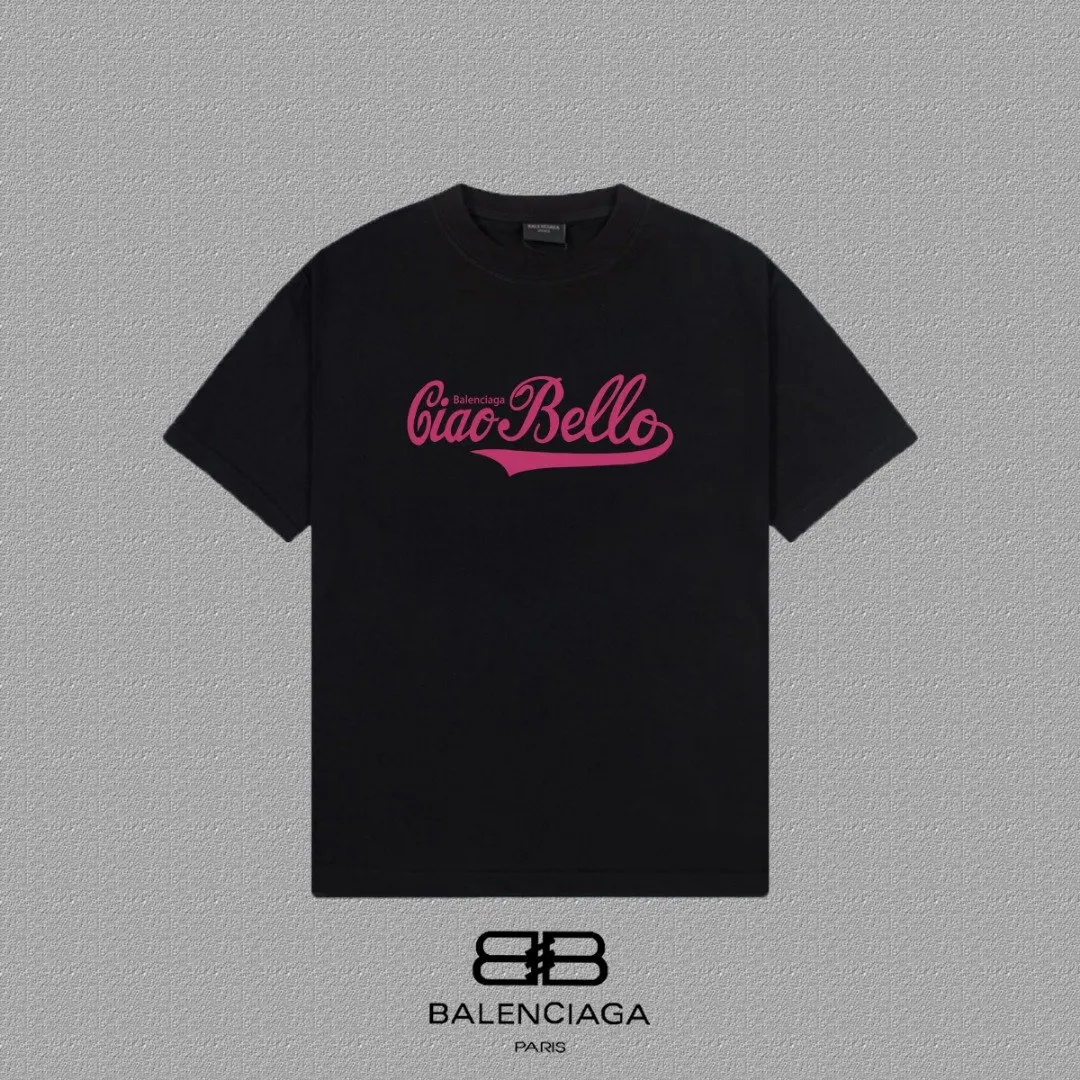 Balenciaga Paris Black Cotton Short Sleeve T-Shirt Street Casual