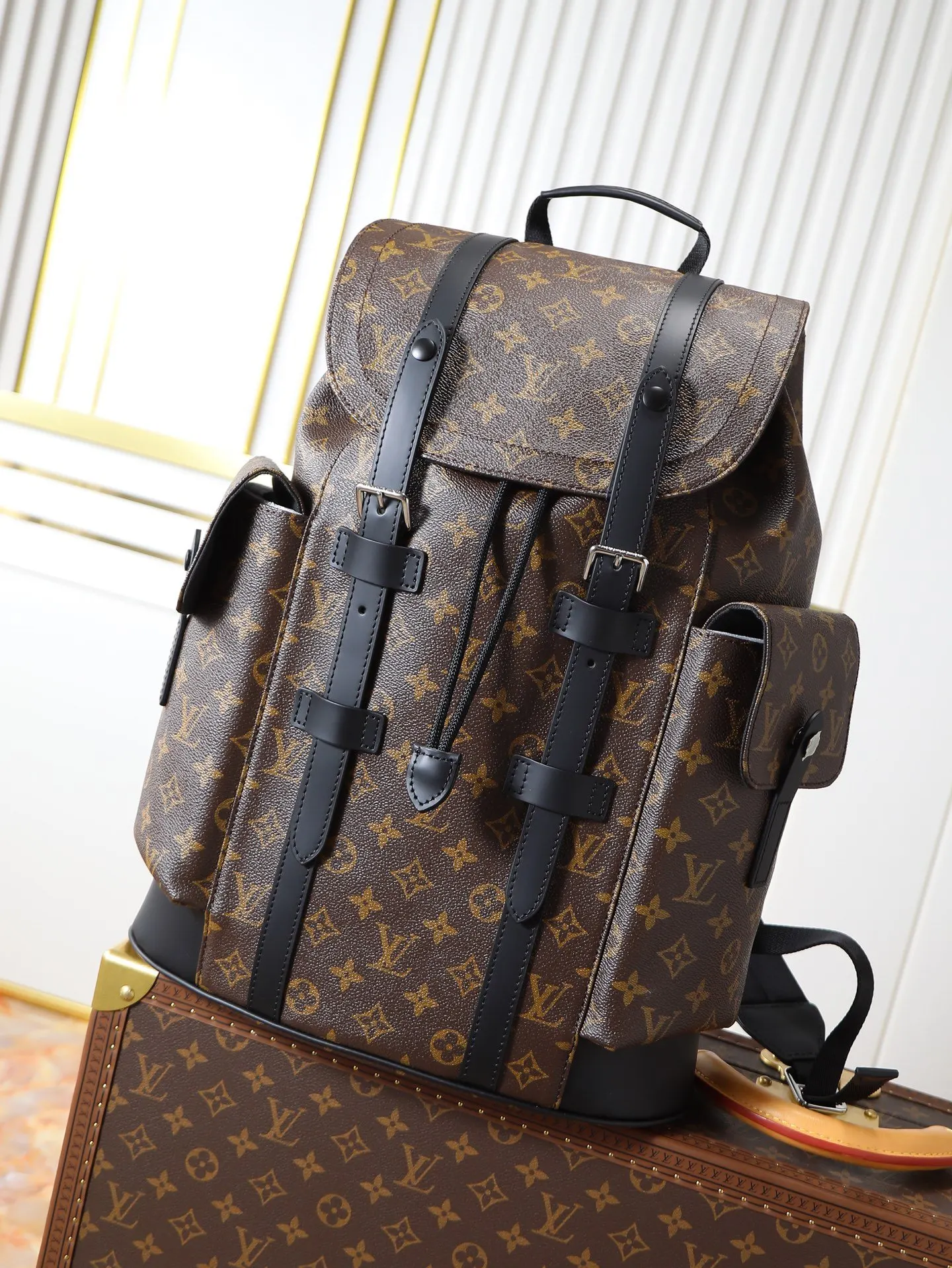 LV 黑色 老花 牛皮 旅行袋 大容量旅行款