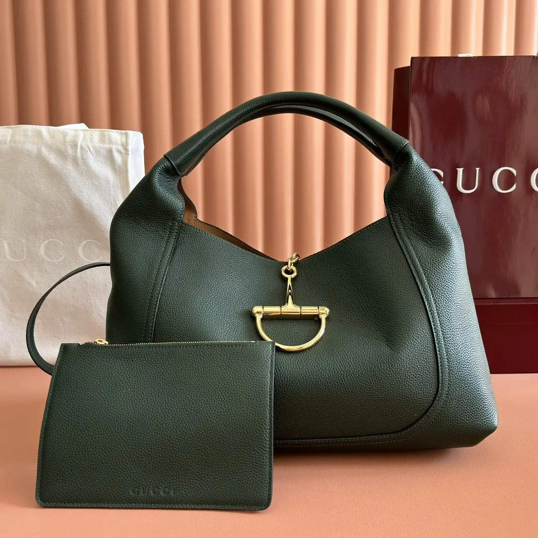 Gucci 棕色 綠色 牛皮 手拿包 精致手拿款