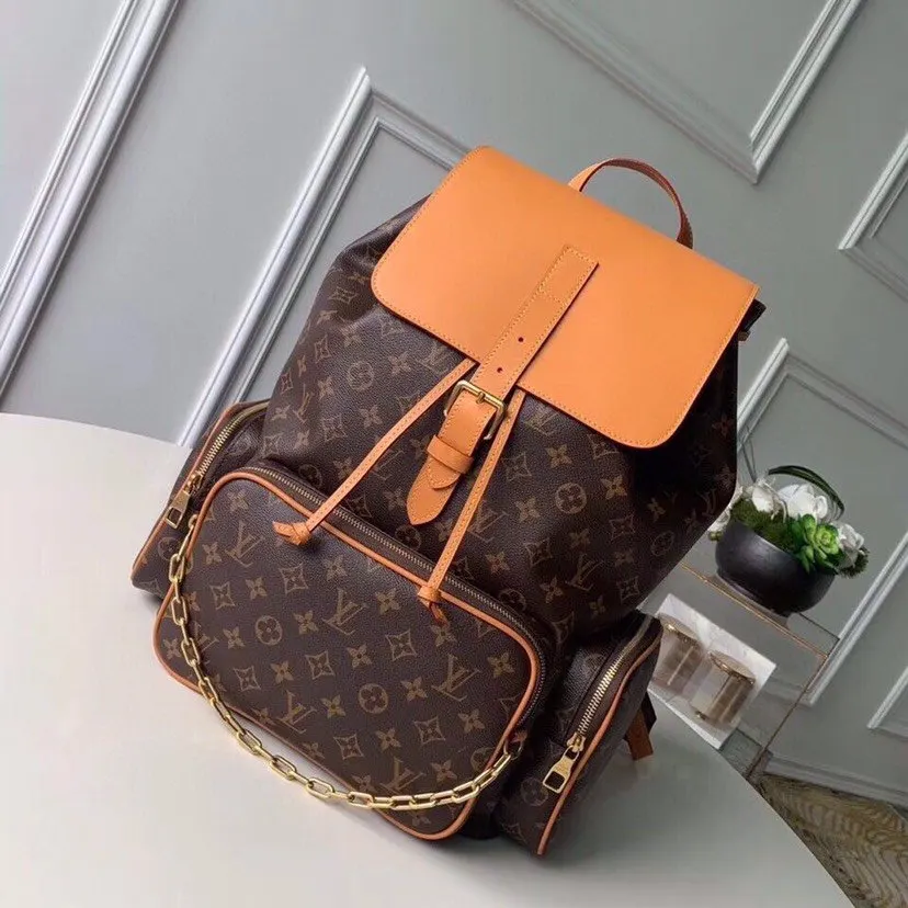 LV 金色 牛皮 雙肩包 实用雙肩款
