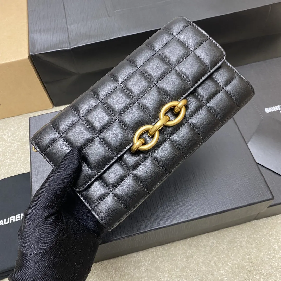 羊皮 批 精品专供 黑羊皮 金 Y家 单肩 链条包 精致链条款