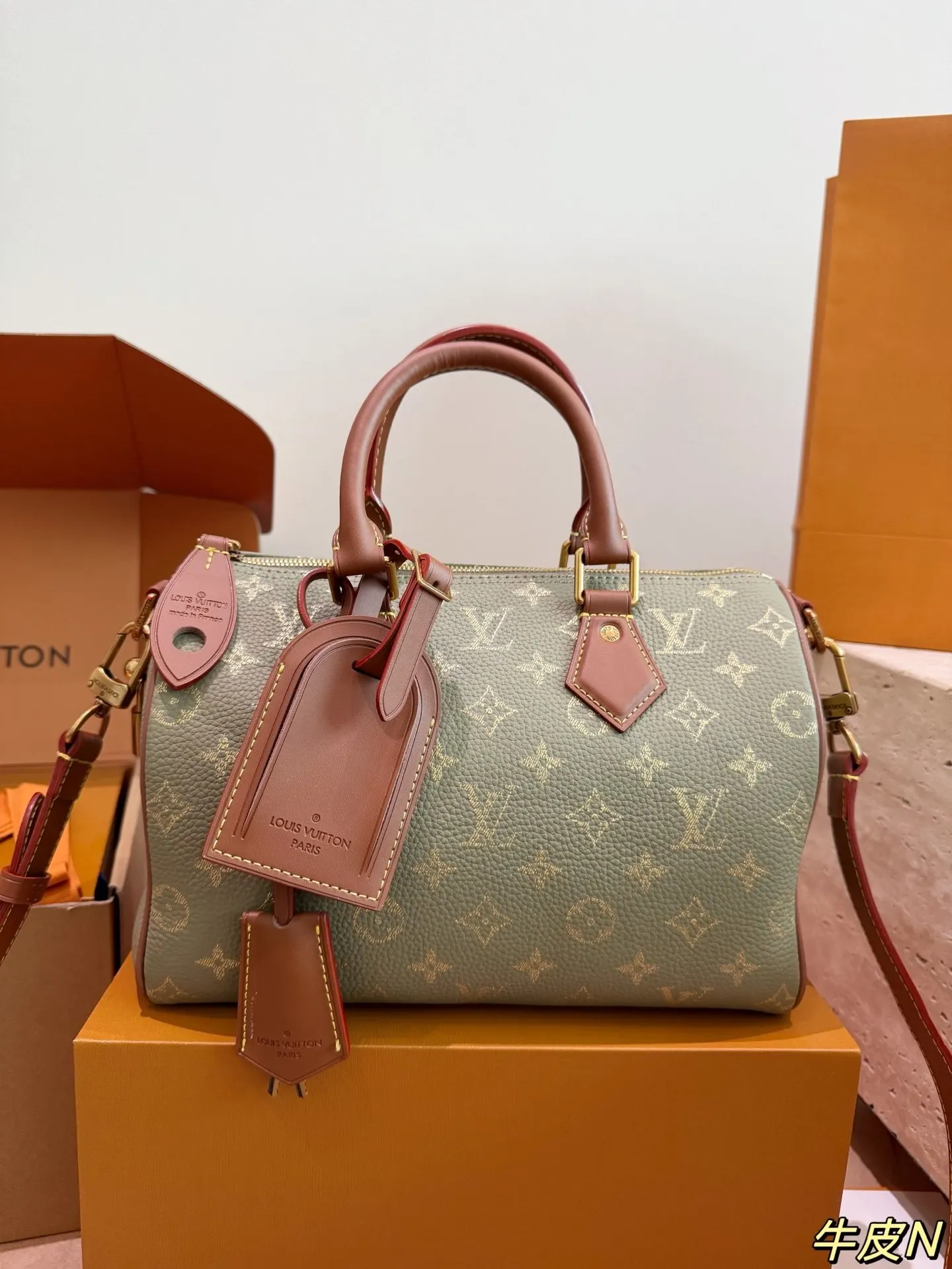 LV Speedy 焦糖色 老花 牛皮 链条包 精致链条款