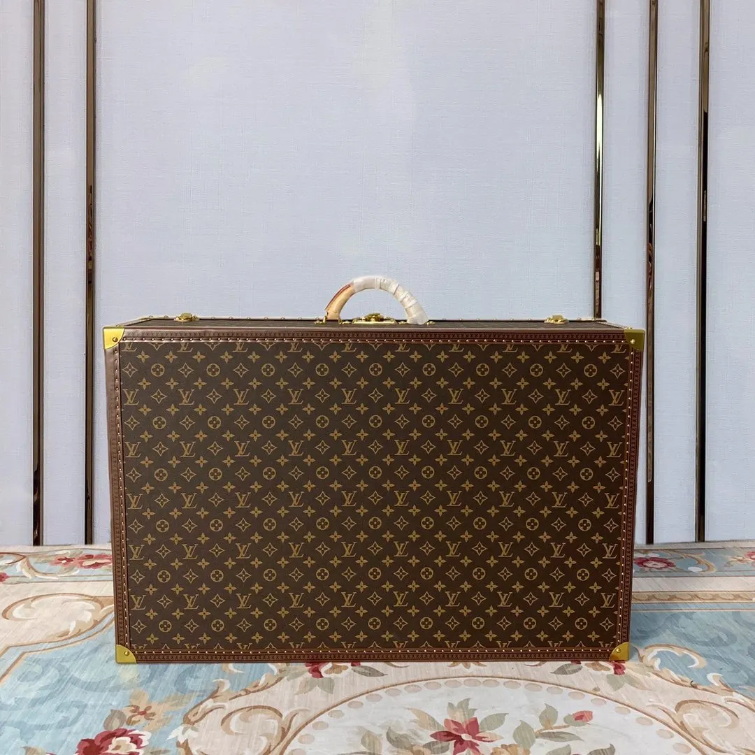 LV 金色 帆布 硬箱 纯铜五金 ALZER 硬箱 著名的Alz 行李箱 旅行拉杆款 輕便出行款