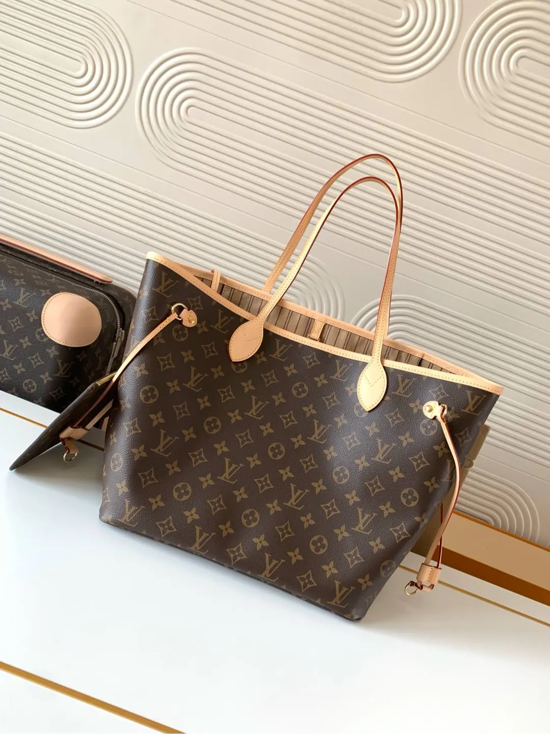 Neverfull 老花 牛皮 托特包 大容量托特款