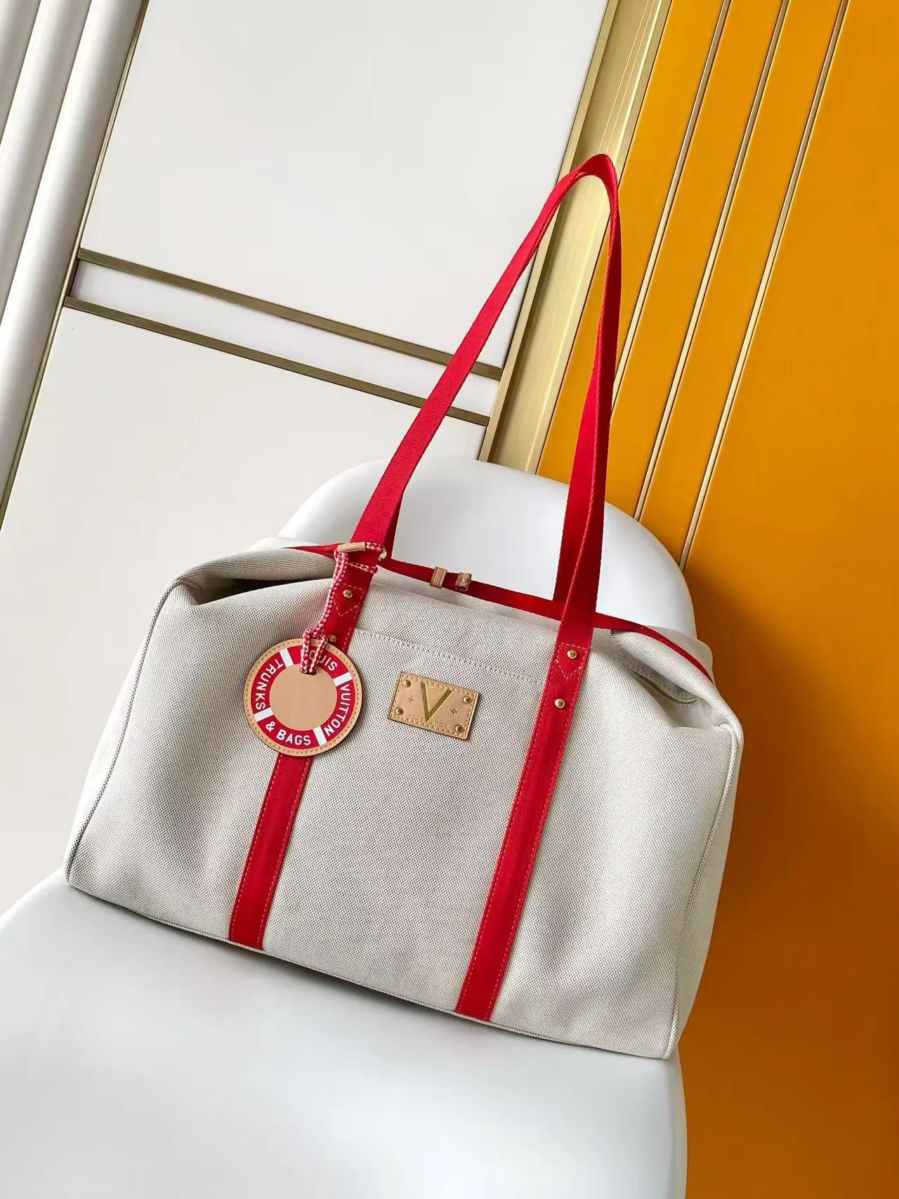 LV 白色红边托特包 大容量購物袋款