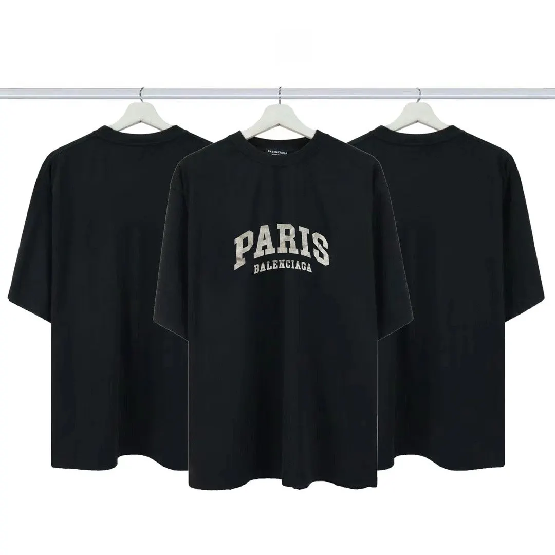 Balenciaga Black Logo Print Short Sleeve T-Shirt Street Casual