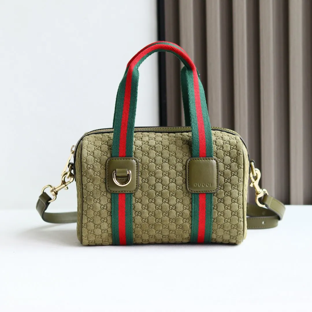 Gucci 棕色 金色 丹宁 旅行袋 大容量旅行款