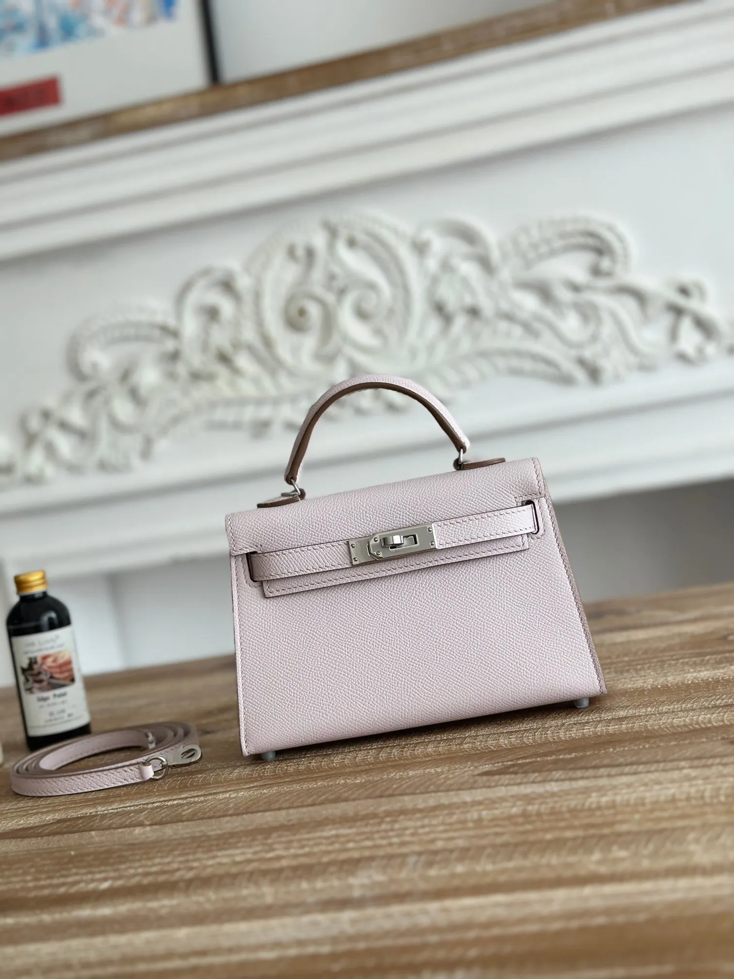 Hermes Kelly 梦幻粉紫 Epsom掌纹牛皮 斜背包 19cm 經典款