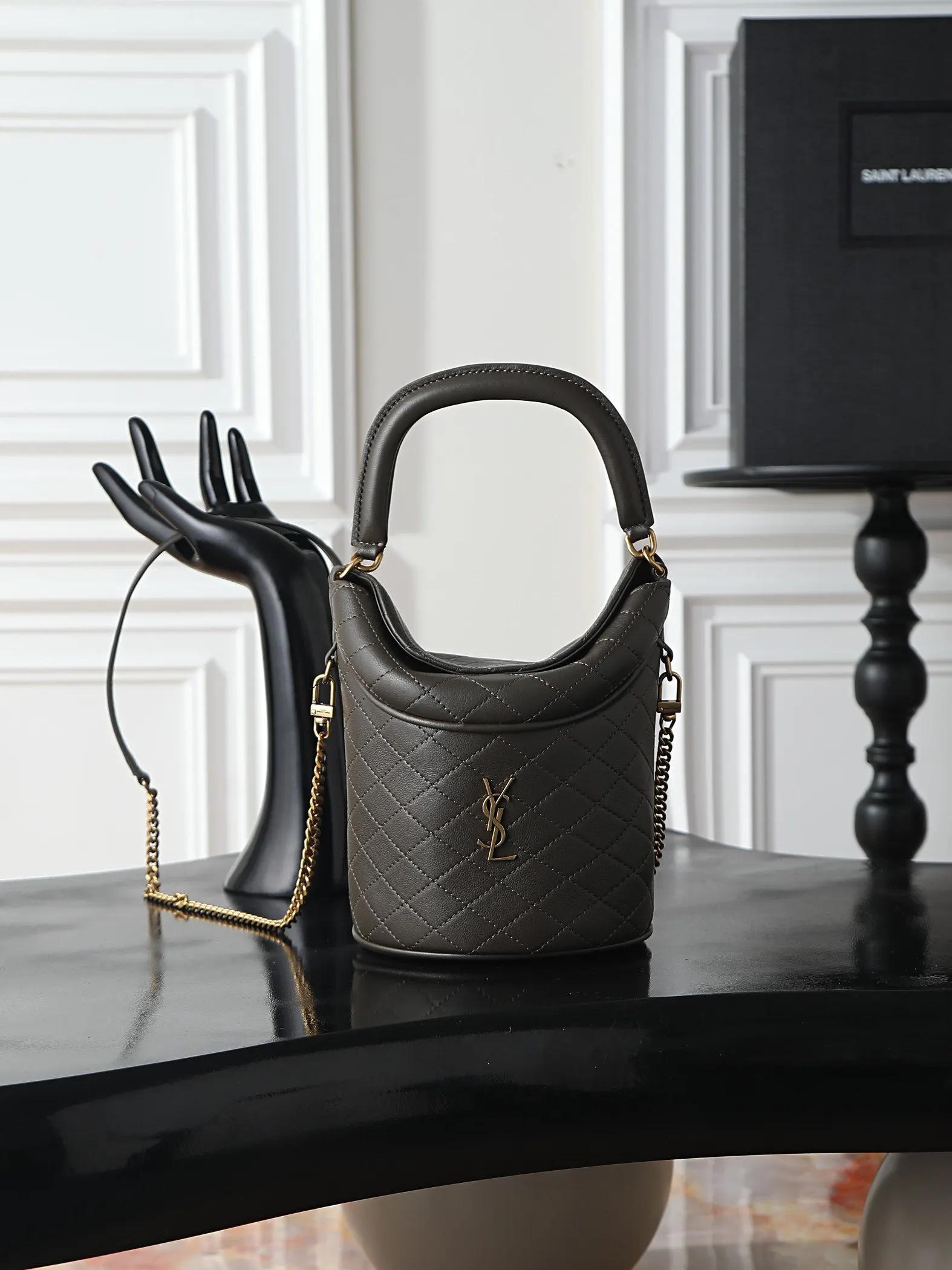YSL 綠色 GabyBucket翻盖水桶包 薯条包 见面 鏈條包 精致鏈條款