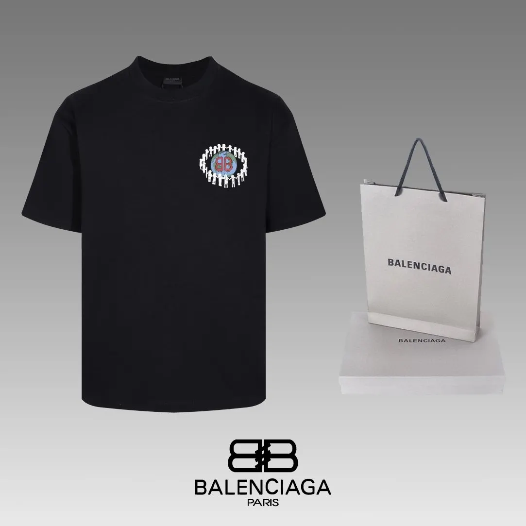 Balenciaga Black Short Sleeve T-Shirt Loose Casual
