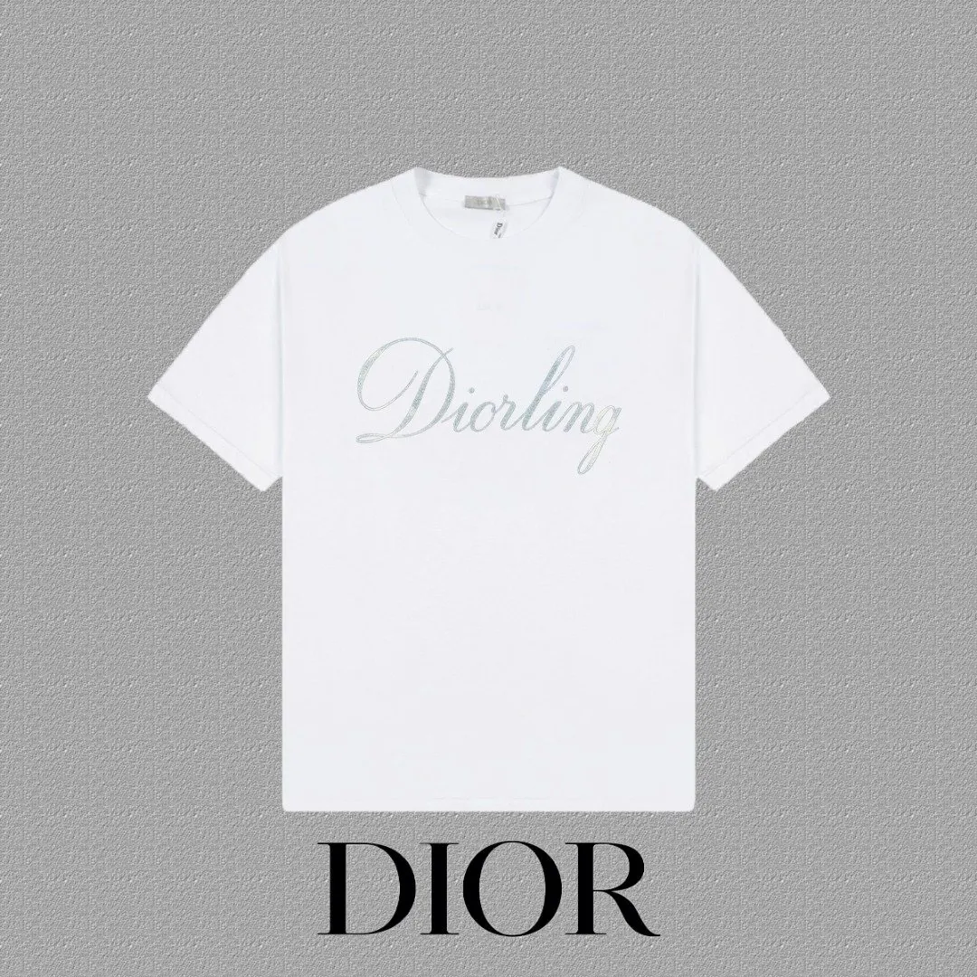 Dior 白色手写字母短袖T恤 簡約款