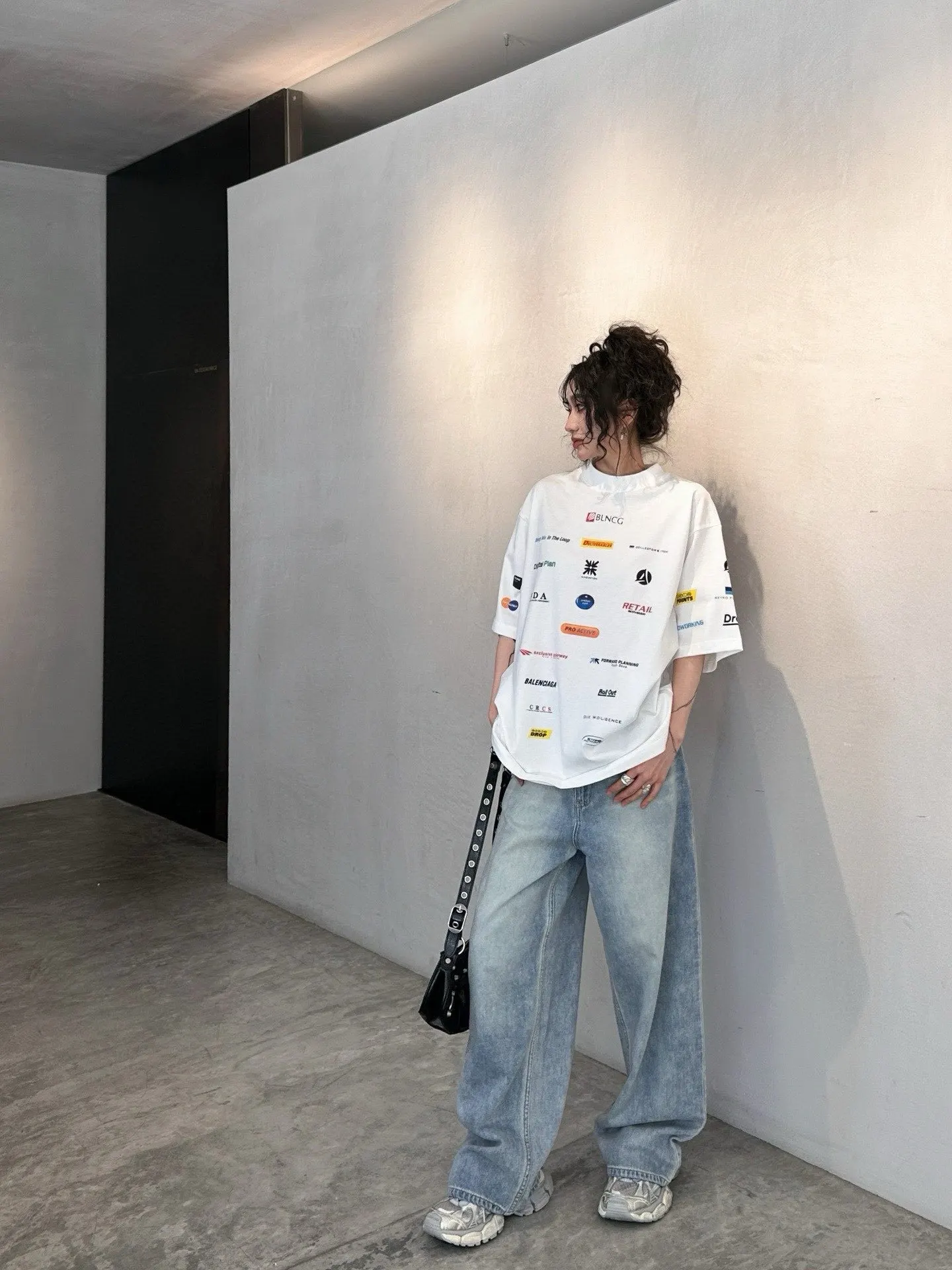 Balenciaga BLCG Black Cotton Short Sleeve T-Shirt Street Casual