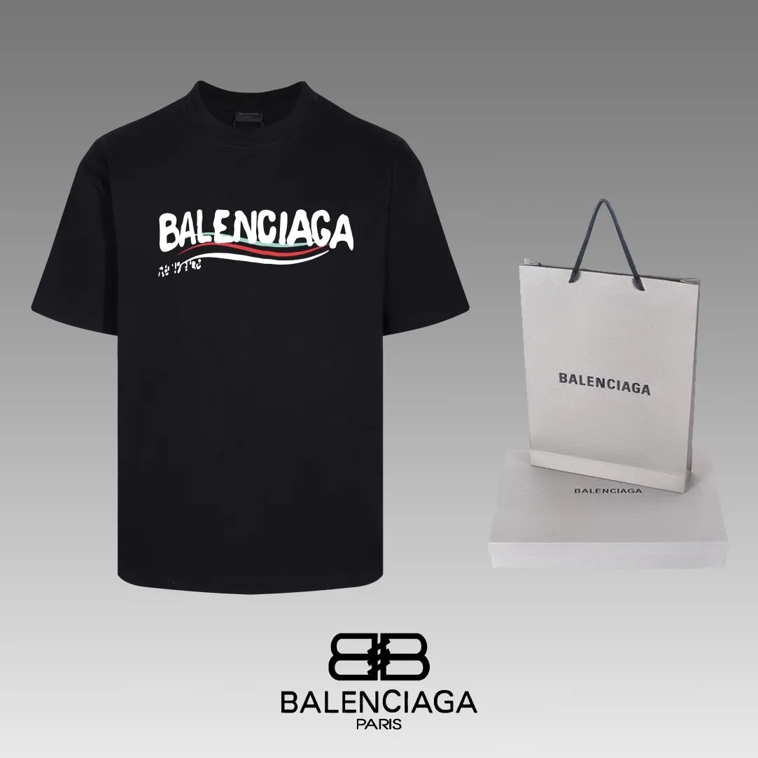 Balenciaga Black Short Sleeve T-Shirt Loose Casual