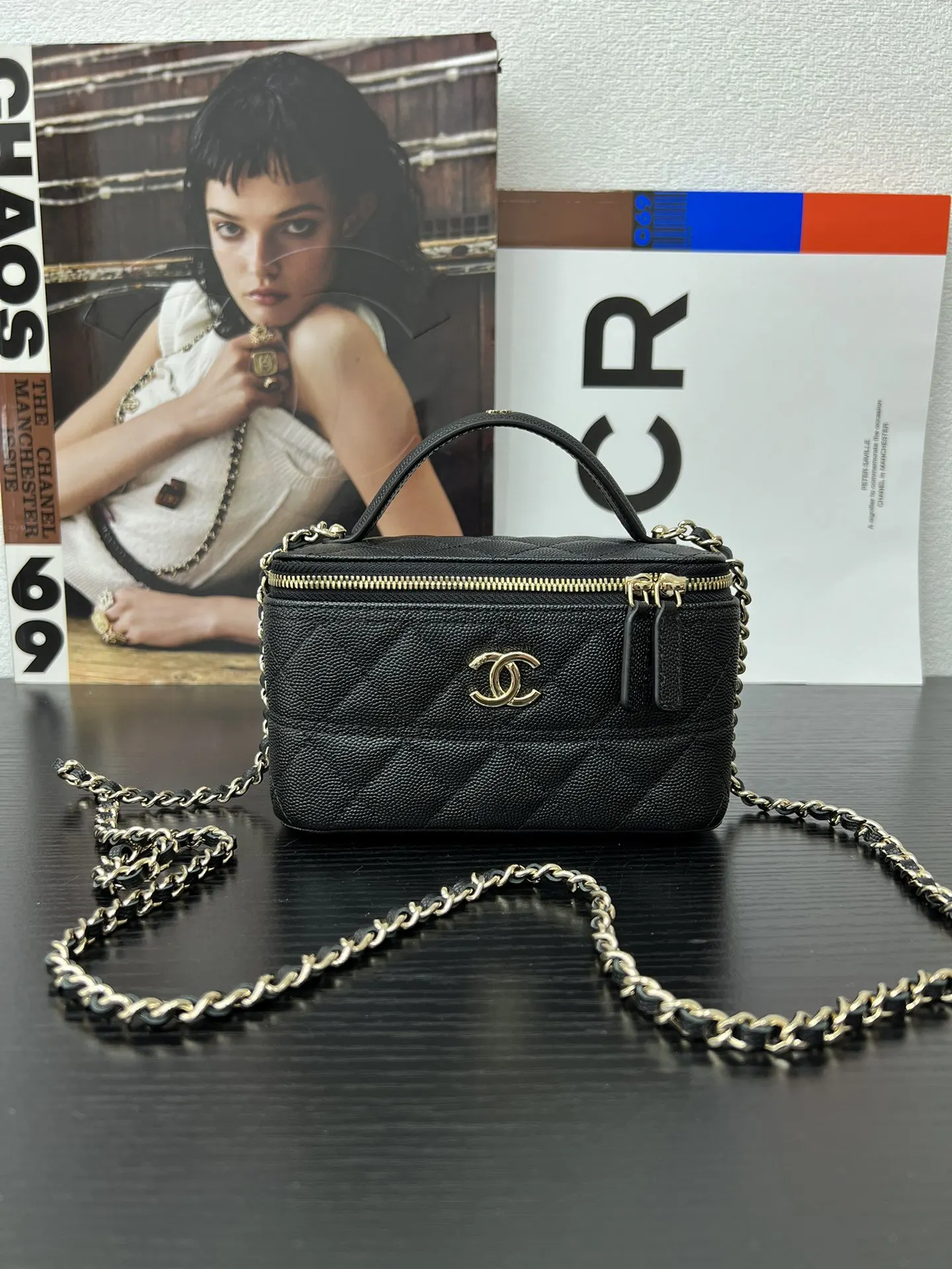 CHANEL 小牛皮鏈條包 單肩斜挎
