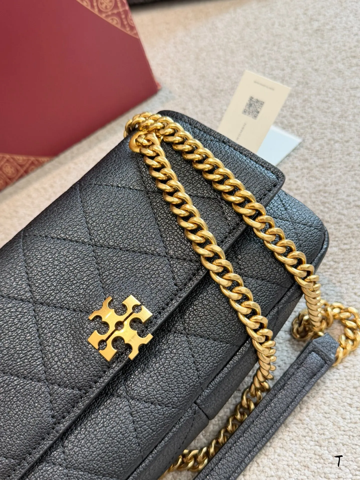 黑色 金色 牛皮 Tory Burch Charlie​​ 鏈條包 精致鏈條款