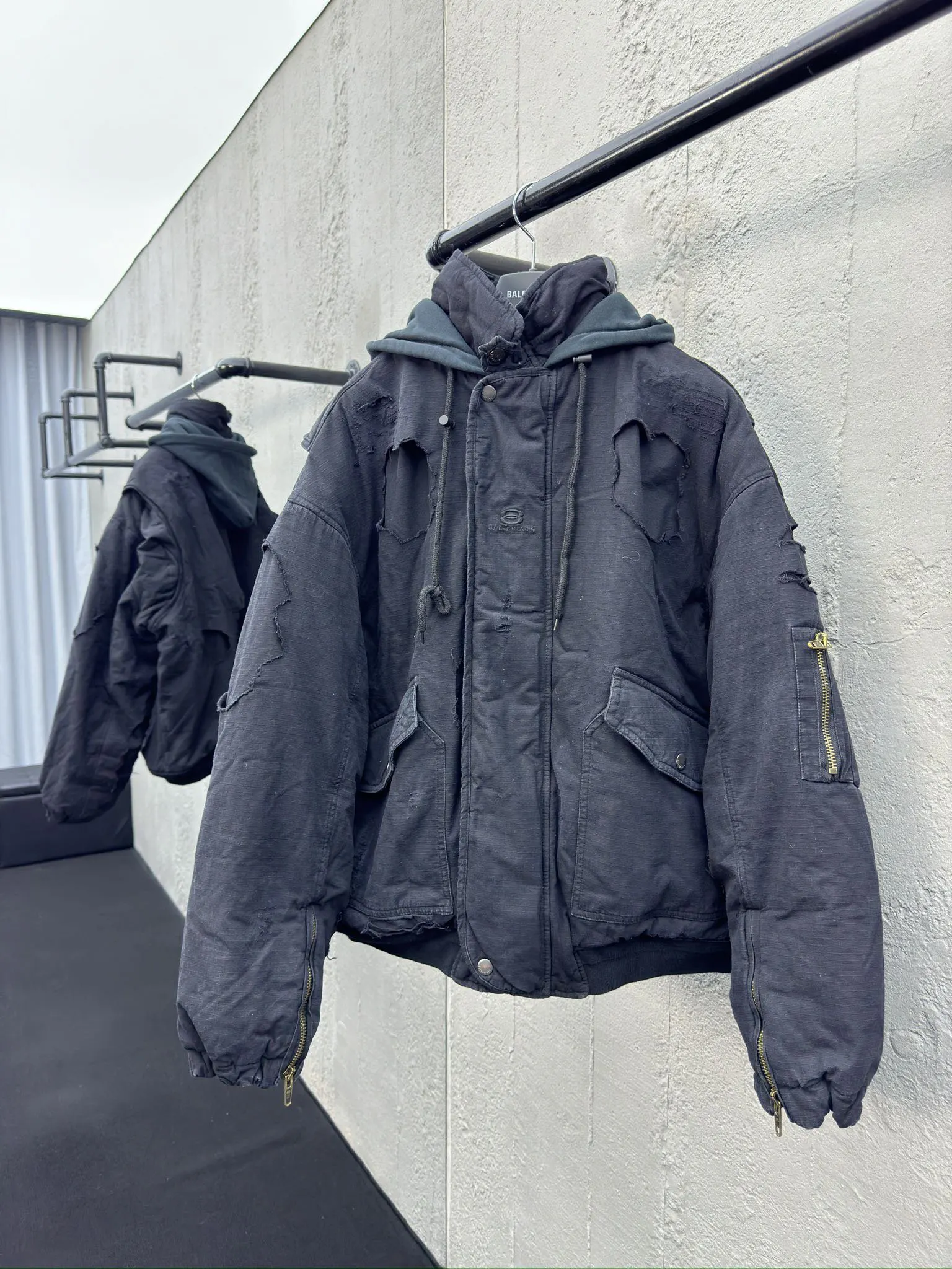 Balenciaga Black Cotton Logo Jacket Street Casual
