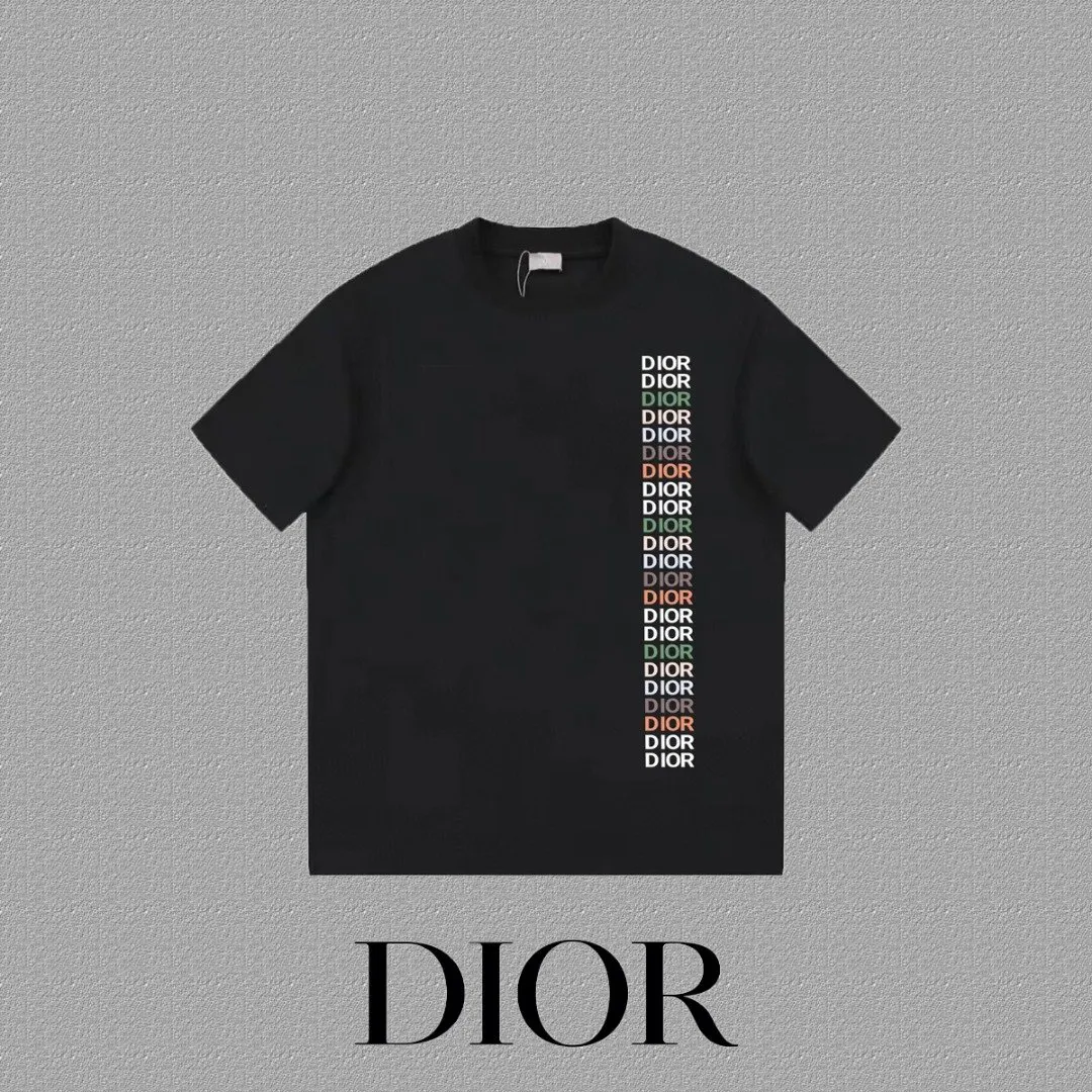 Dior 黑色竖排字母短袖T恤 休閒款