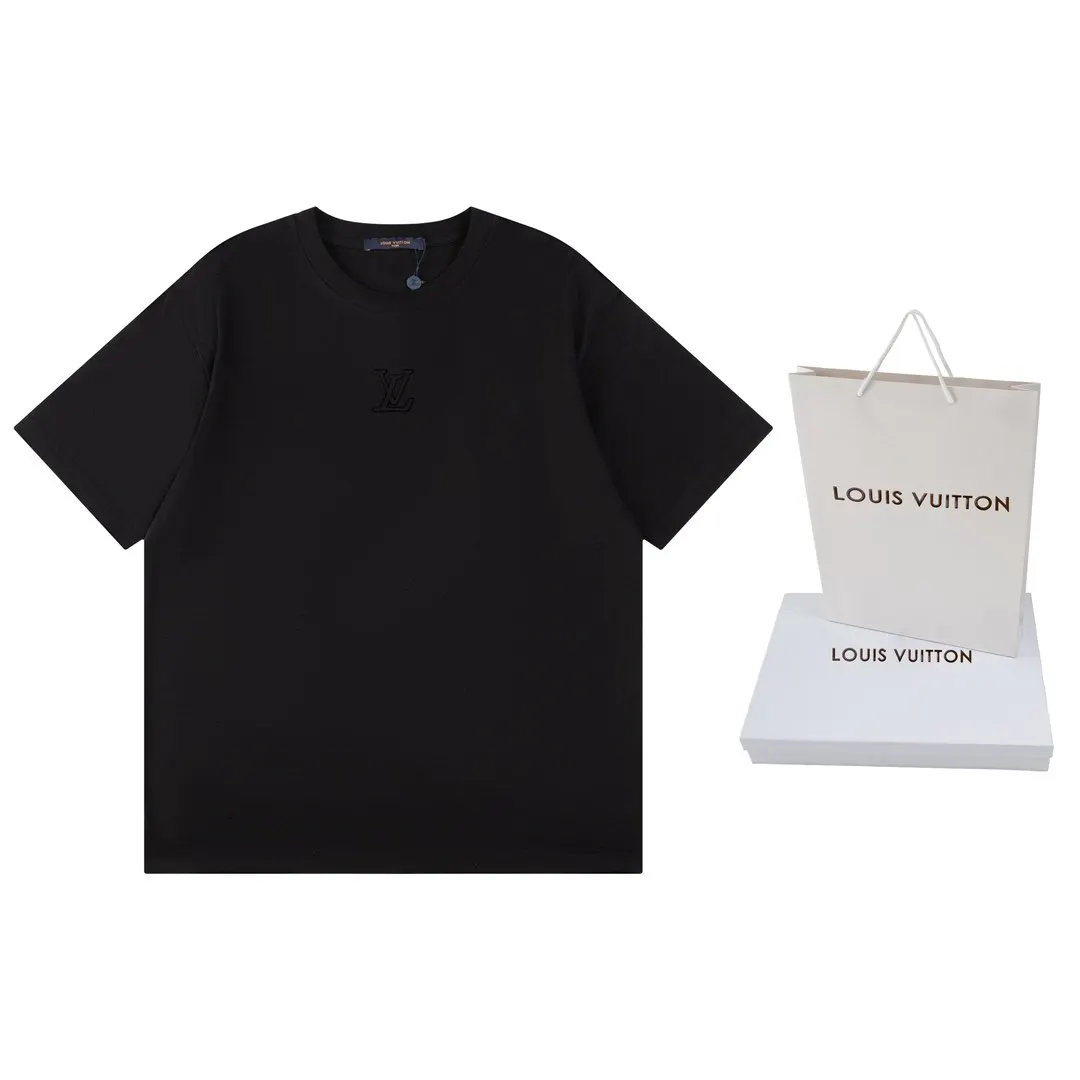 LV Letter Cotton Short Sleeve T-Shirt Casual Versatile