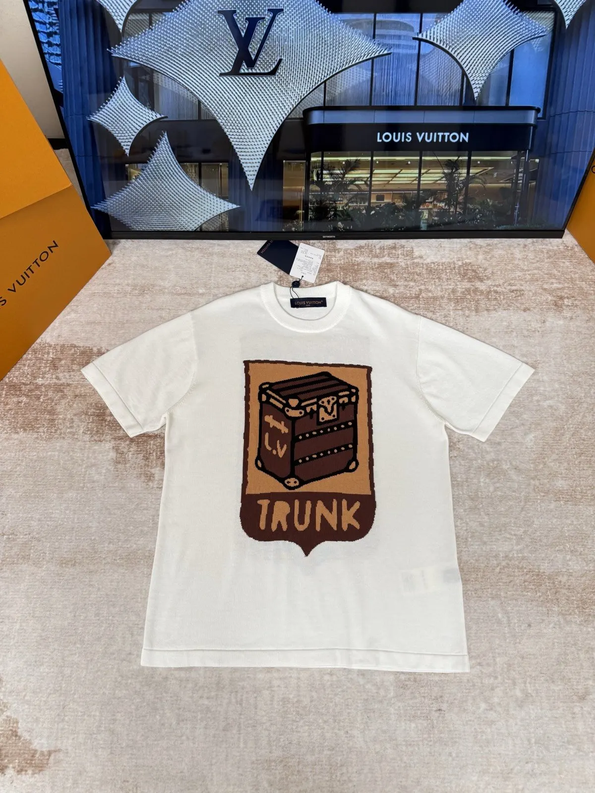 LV 25SS White Monogram Short Sleeve T-Shirt Casual Versatile Style