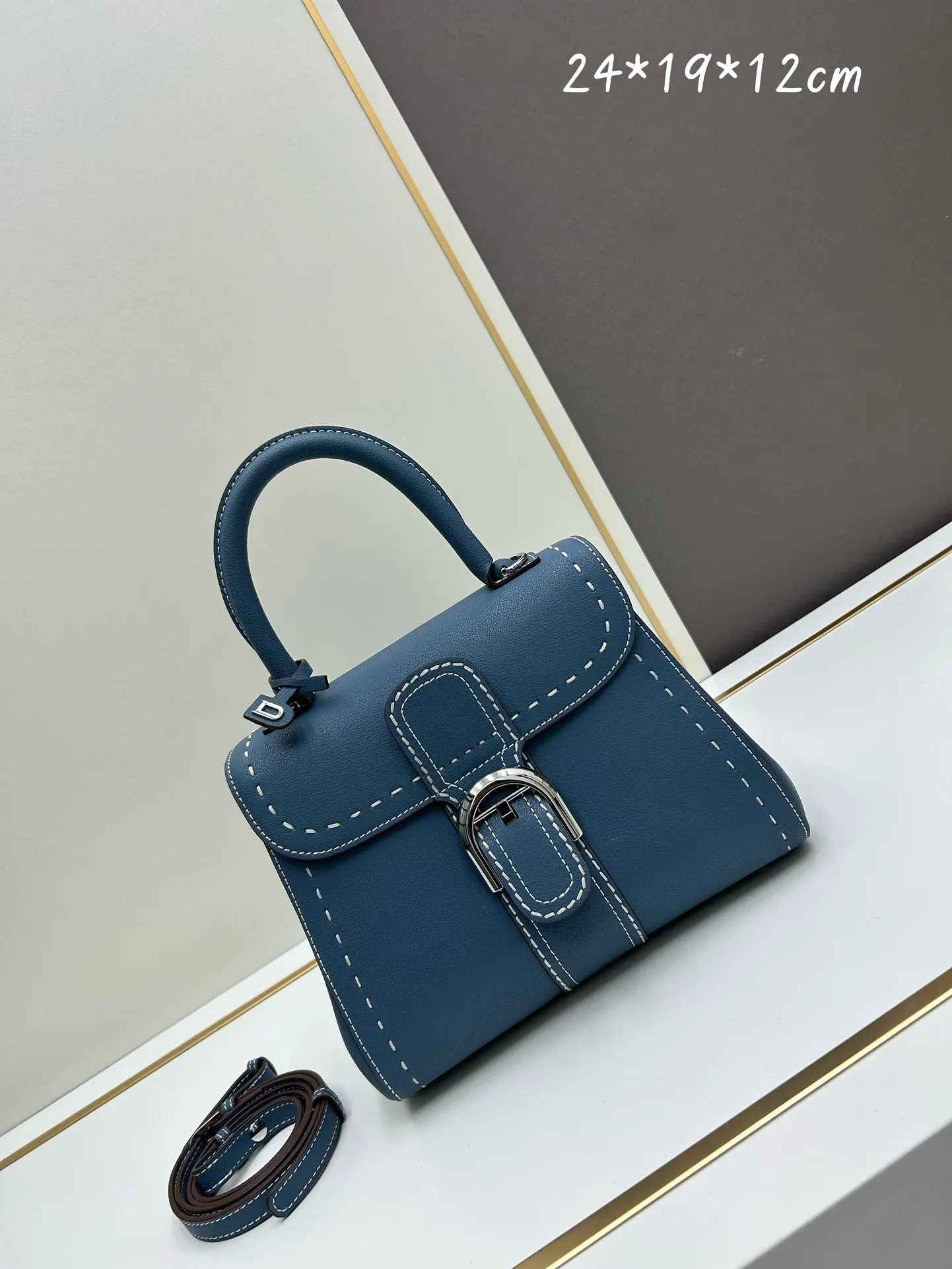 Delvaux 焦糖色 小牛皮 手提包 通勤手提款