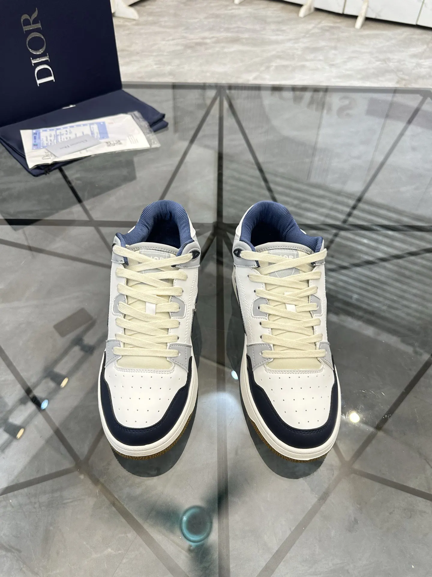 Dior B57 米蓝拼色牛皮休閒鞋 低幫款