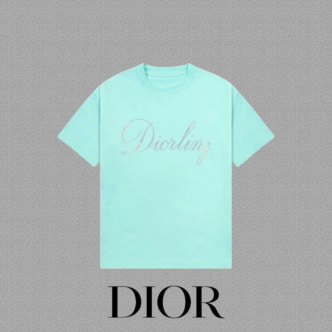 Dior 薄荷绿色字母短袖T恤 清爽休閒款