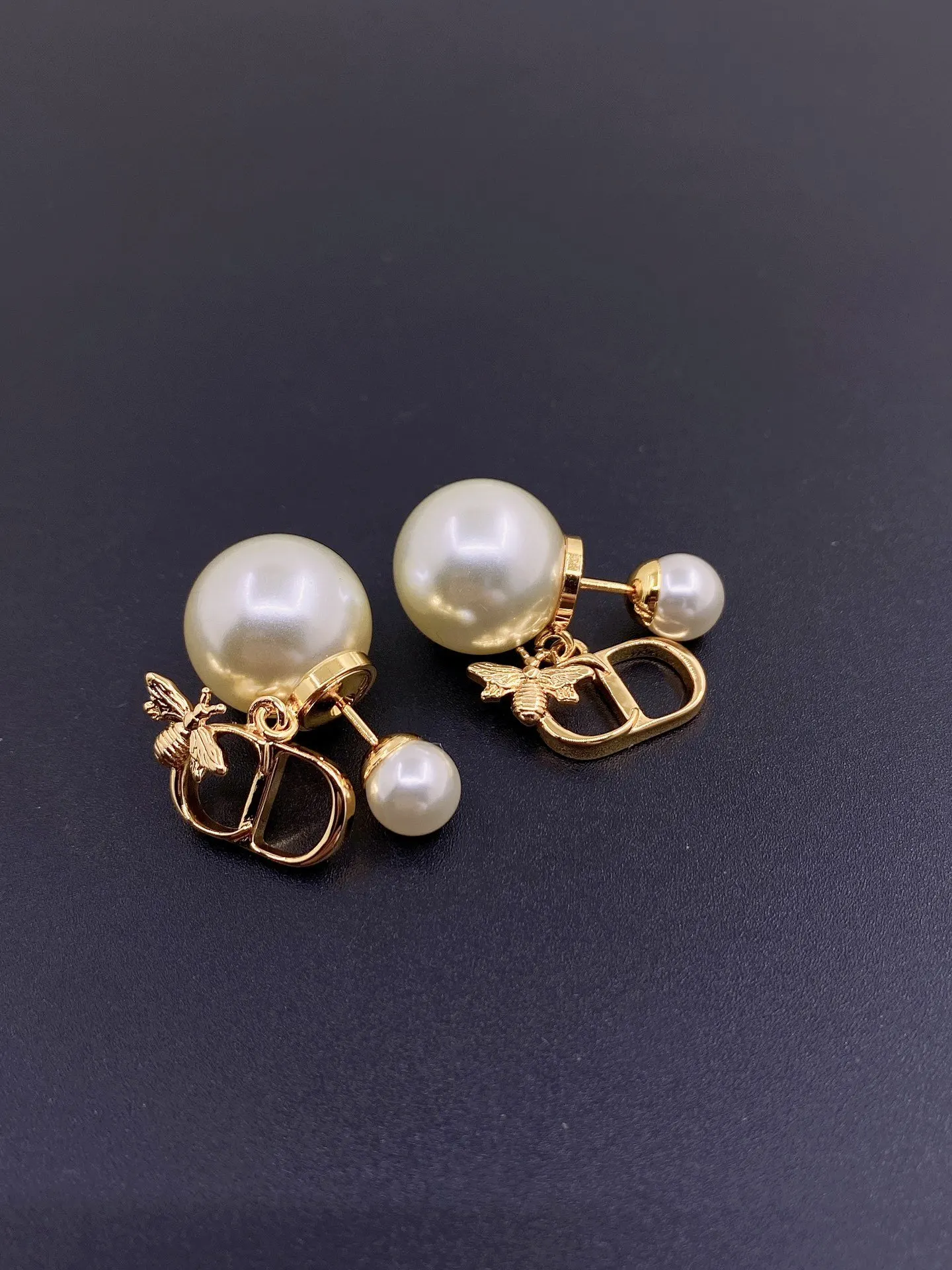 Dior CD珍珠耳環 金色精緻款