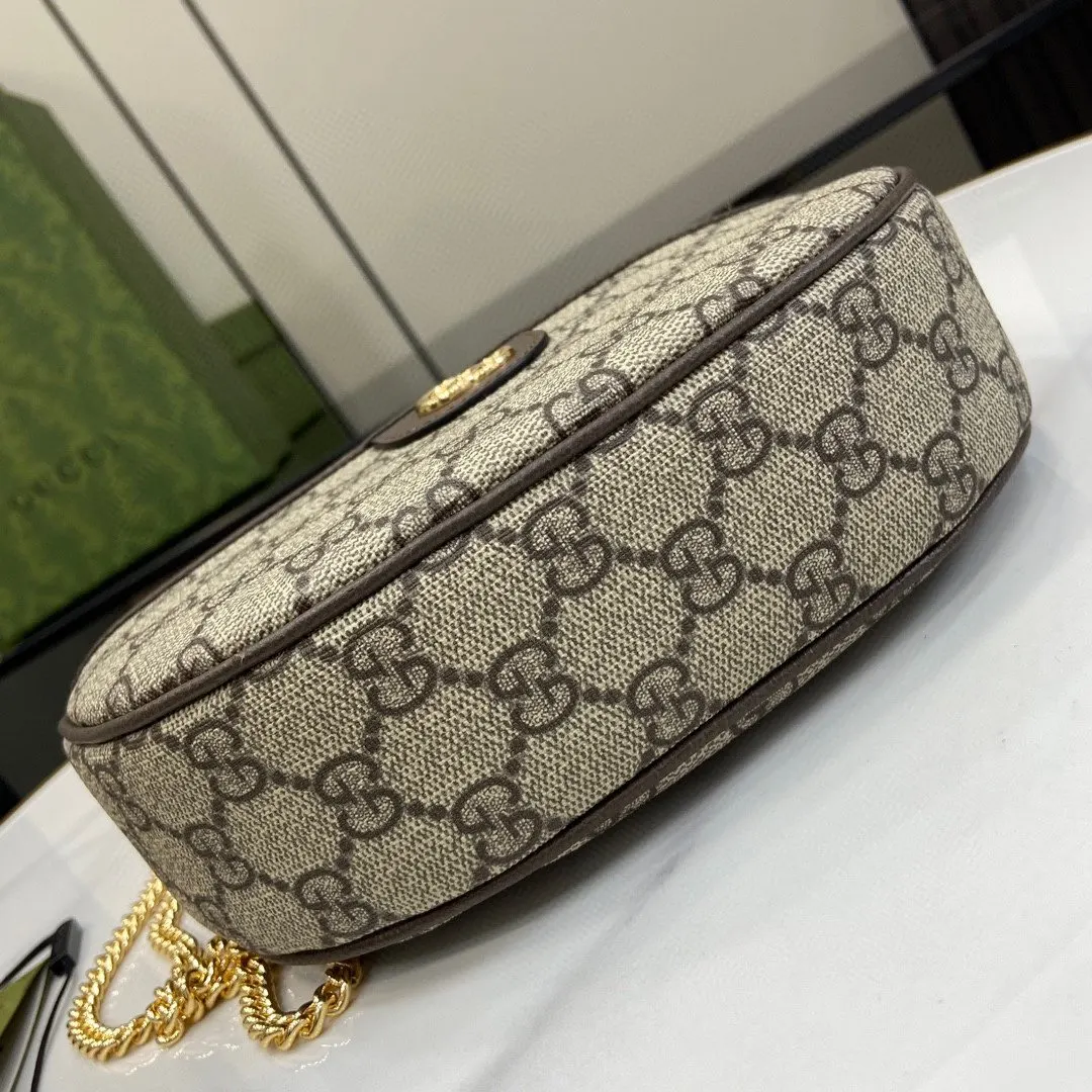 Gucci 棕色 金色 帆布 鏈條包 精致鏈條款