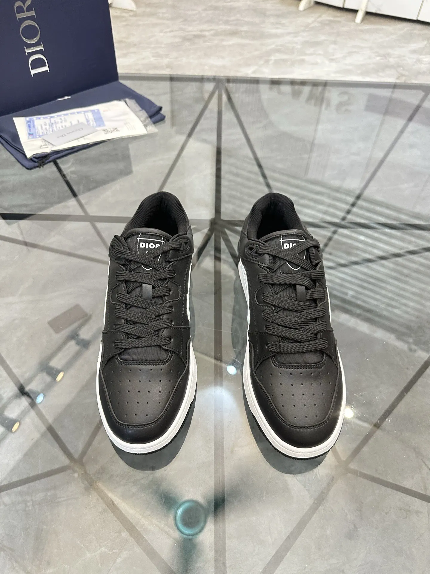 Dior B57 黑灰拼色牛皮休閒鞋 運動款