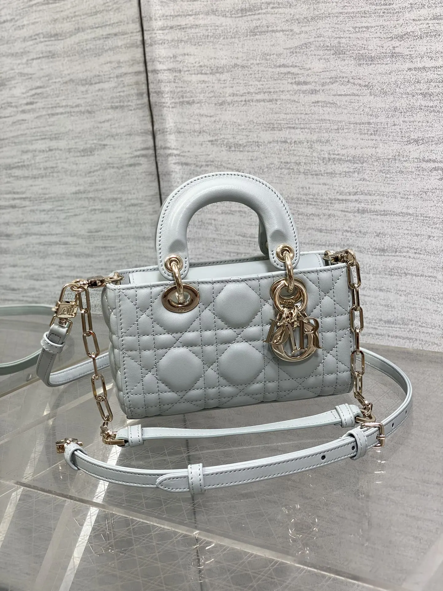 Dior 羊皮 进口 羊皮横款迷你戴妃包 Joy bag羊皮 鏈條包 精致鏈條款