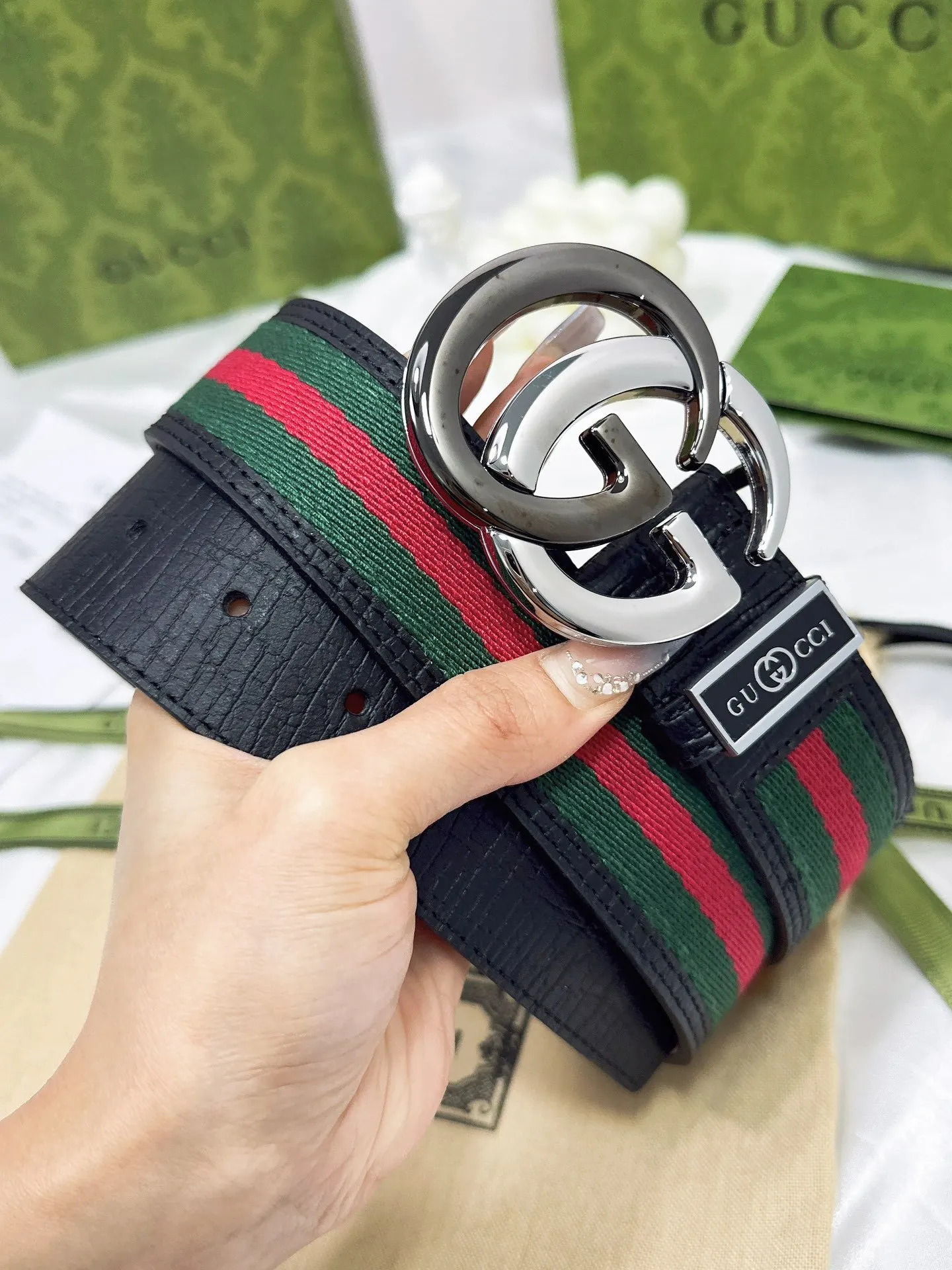 Gucci 雙G扣牛皮雙面腰帶 商務休閒款