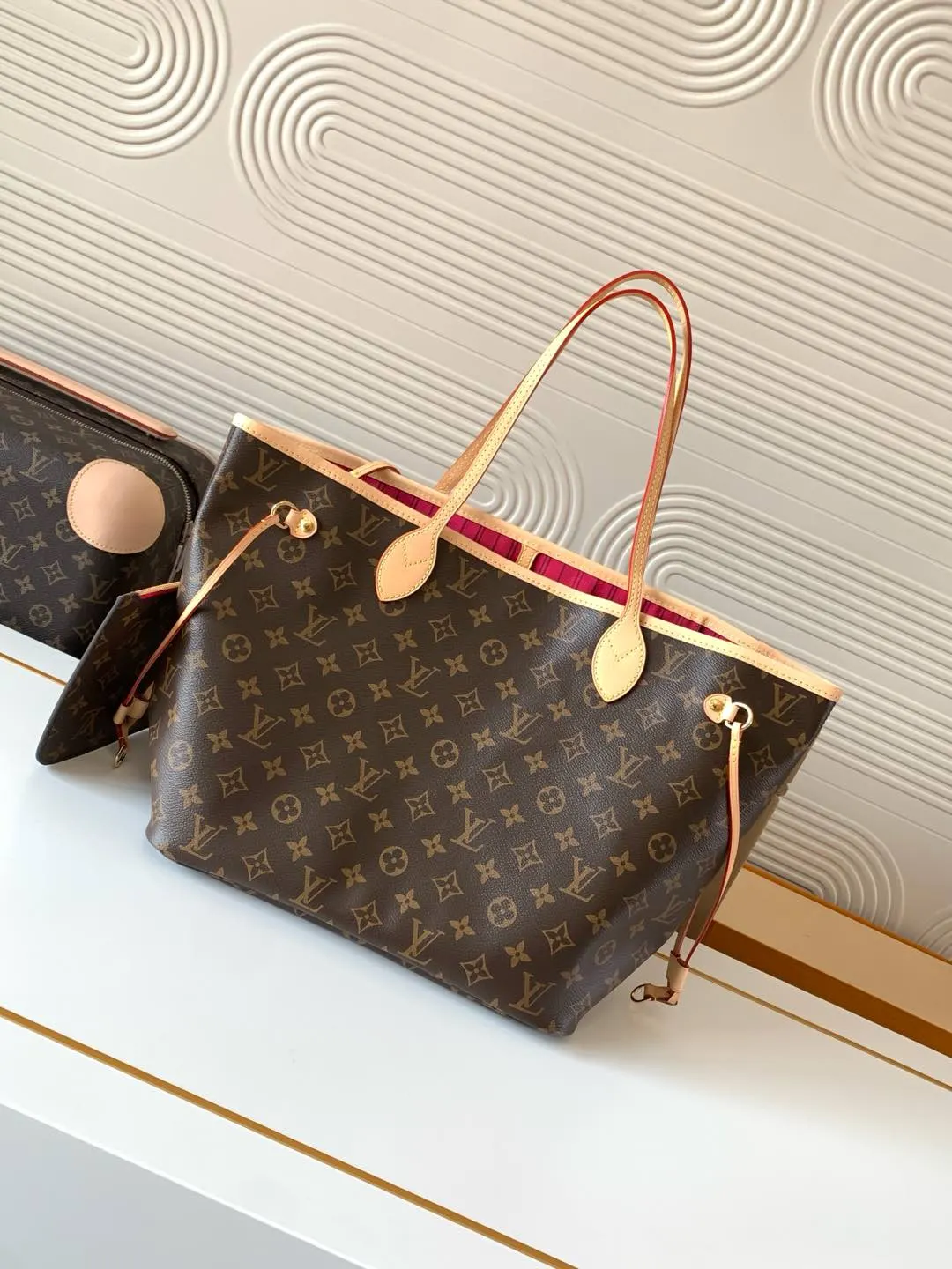 Neverfull 老花 牛皮 托特包 大容量托特款
