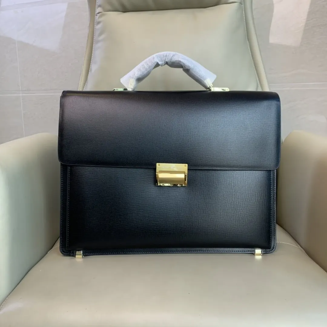 Black Briefcase Business Commuter Leather