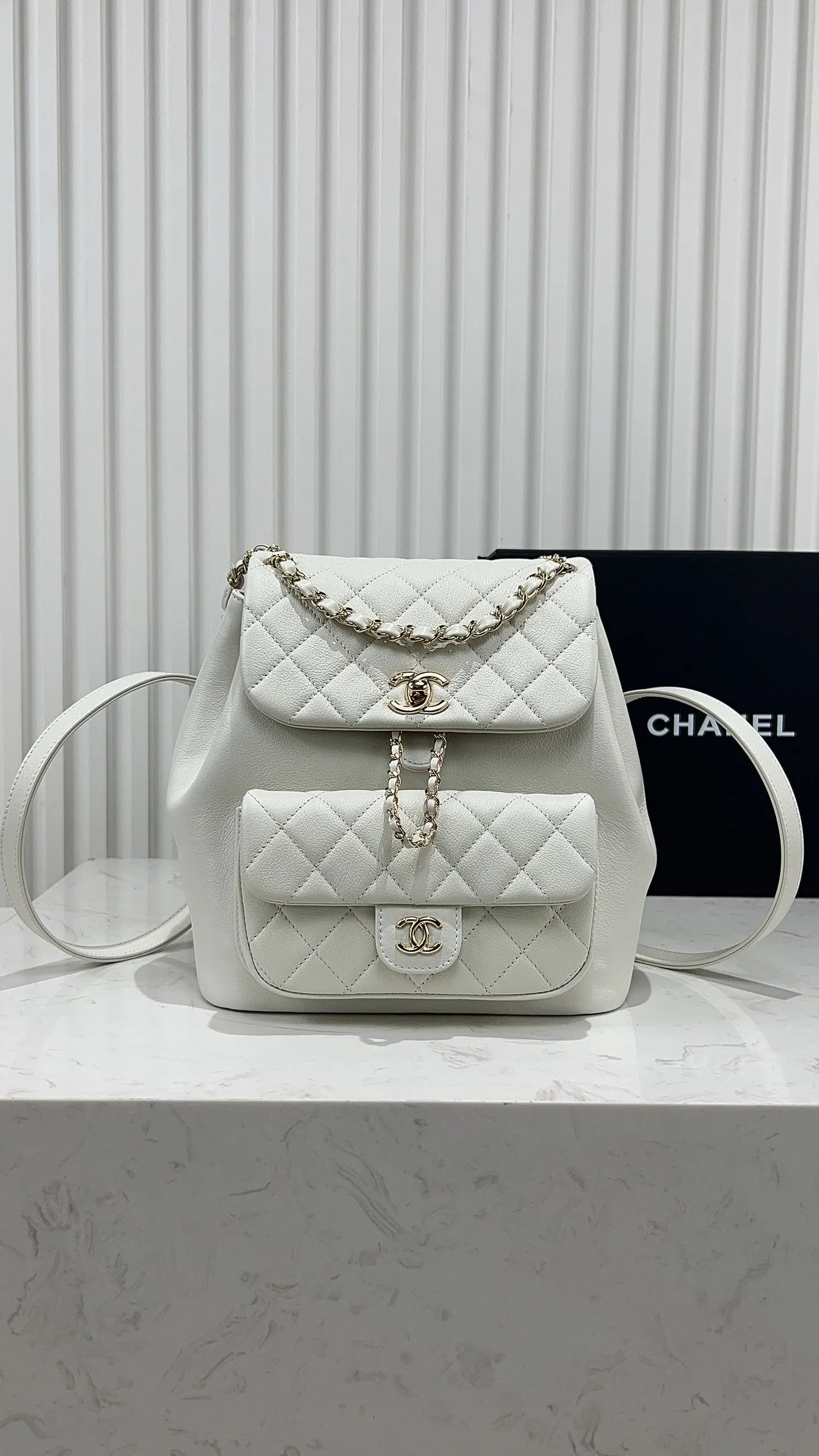 Chanel White Backpack Leather