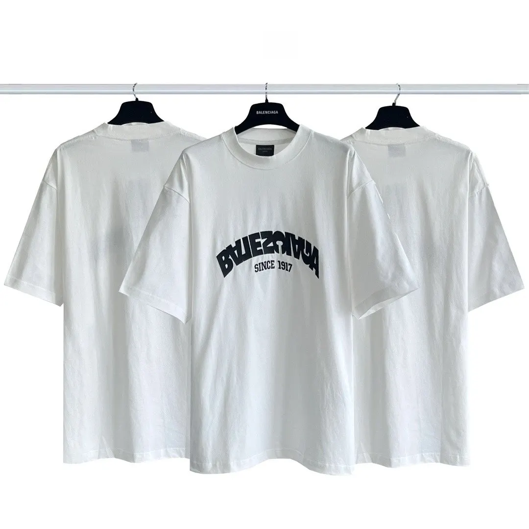 Balenciaga White Logo Letter Short Sleeve T-Shirt Street Casual Style