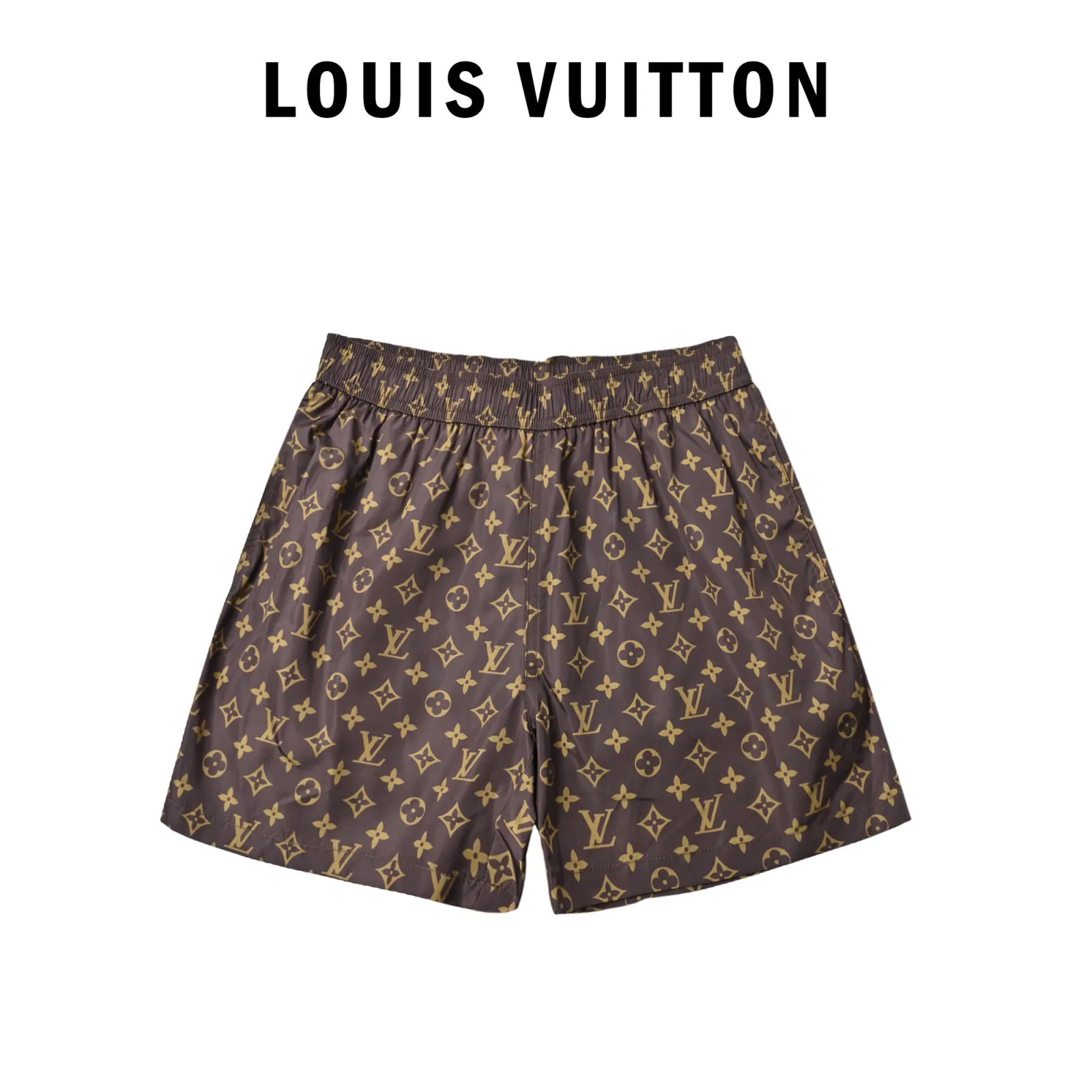 LV Brown Monogram Logo Shorts Loose Casual Style