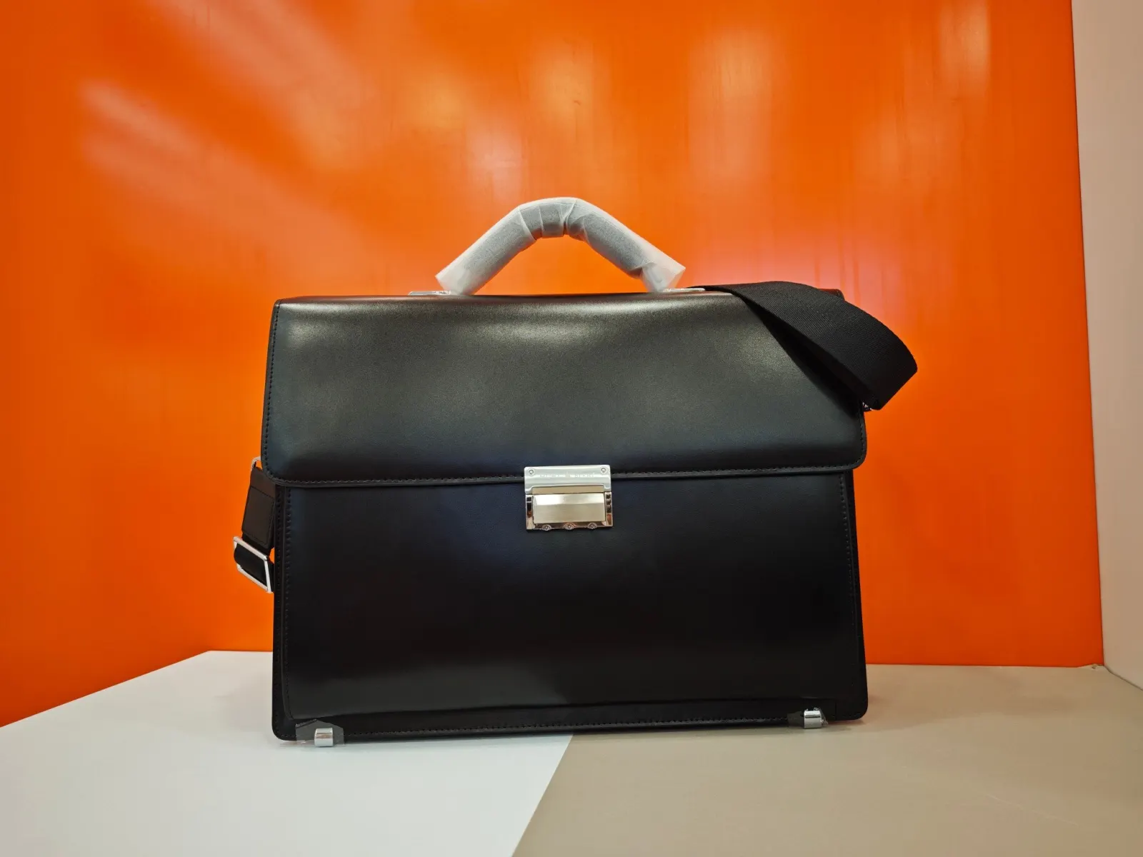 Black Briefcase Business Commuter Leather