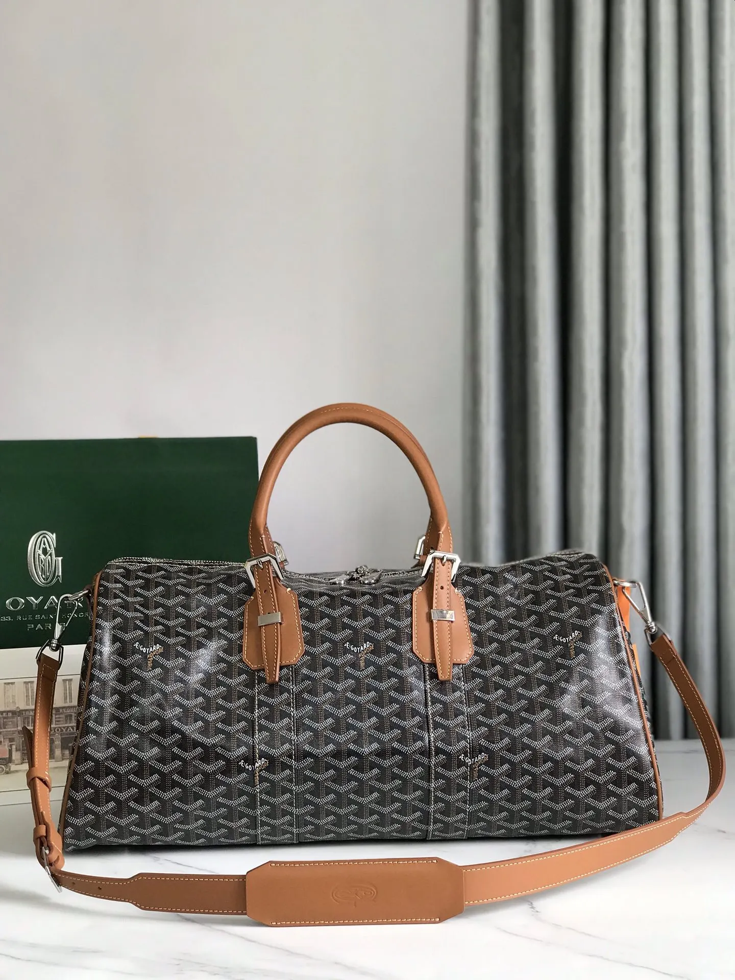 Goyard 深藍 酒紅 小牛皮 旅行袋 大容量旅行款