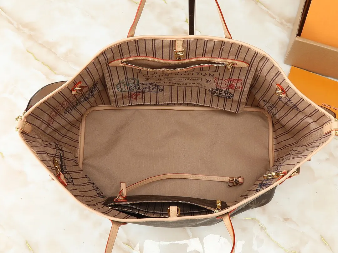 Neverfull 老花 金色 帆布 單肩包 日常單肩背款