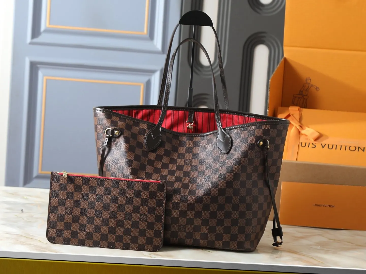 Neverfull 老花 帆布 手拿包 精致手拿款