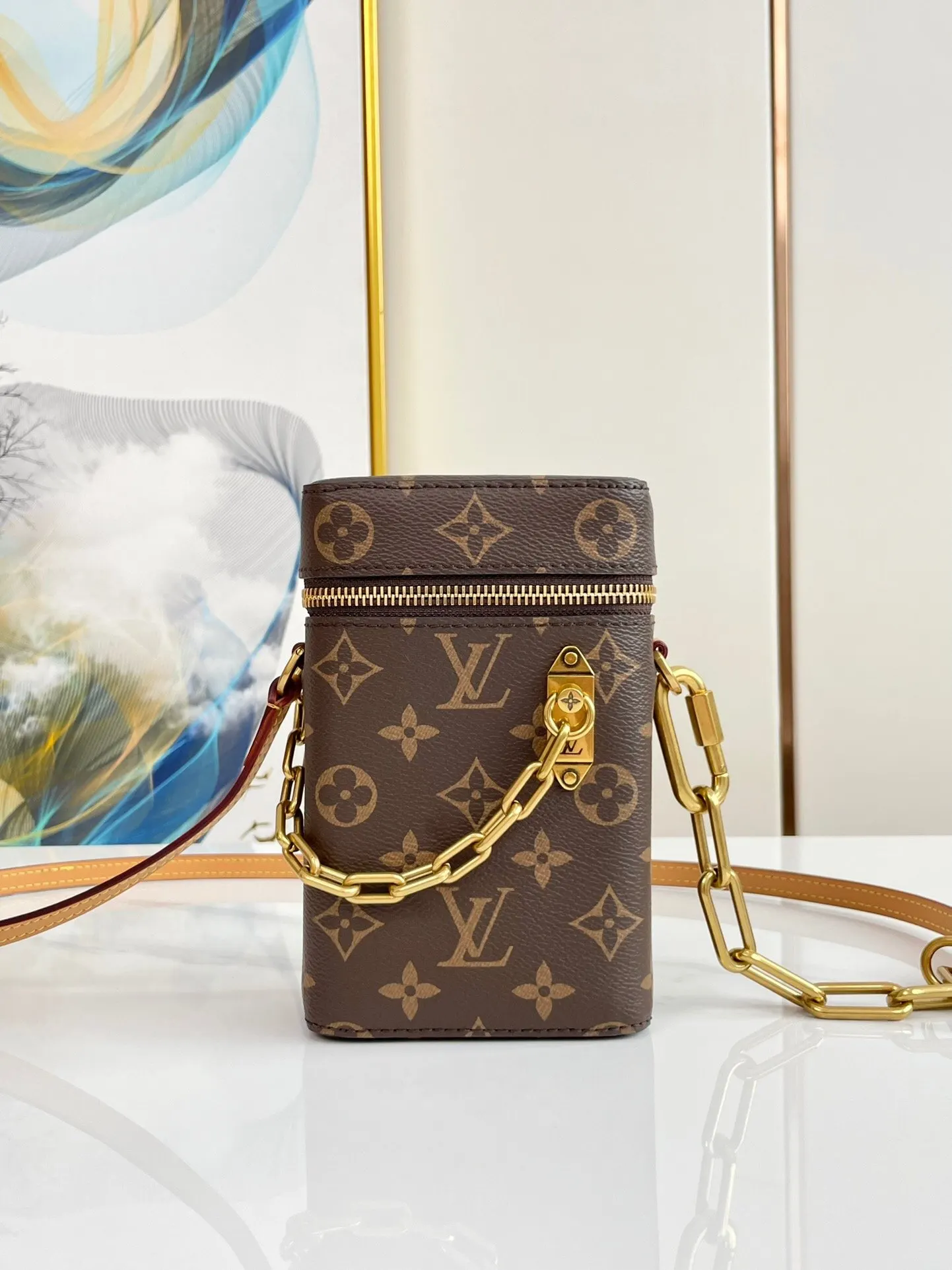 LV 老花小水桶包 金链斜挎款