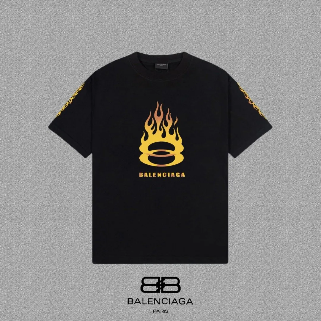 Balenciaga Paris Black Short Sleeve T-Shirt Street Casual