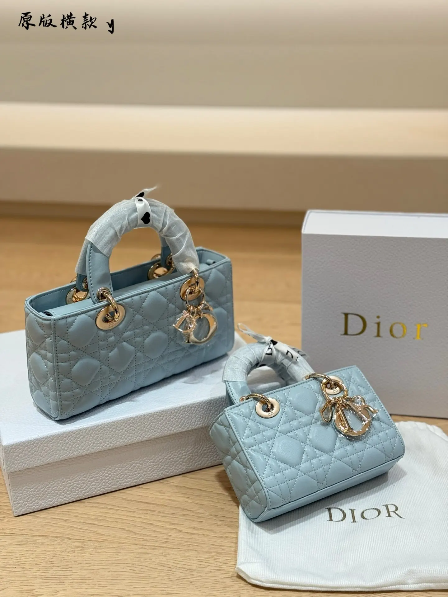 Dior Lady Dior 粉色藤格紋手提斜背包 小號款