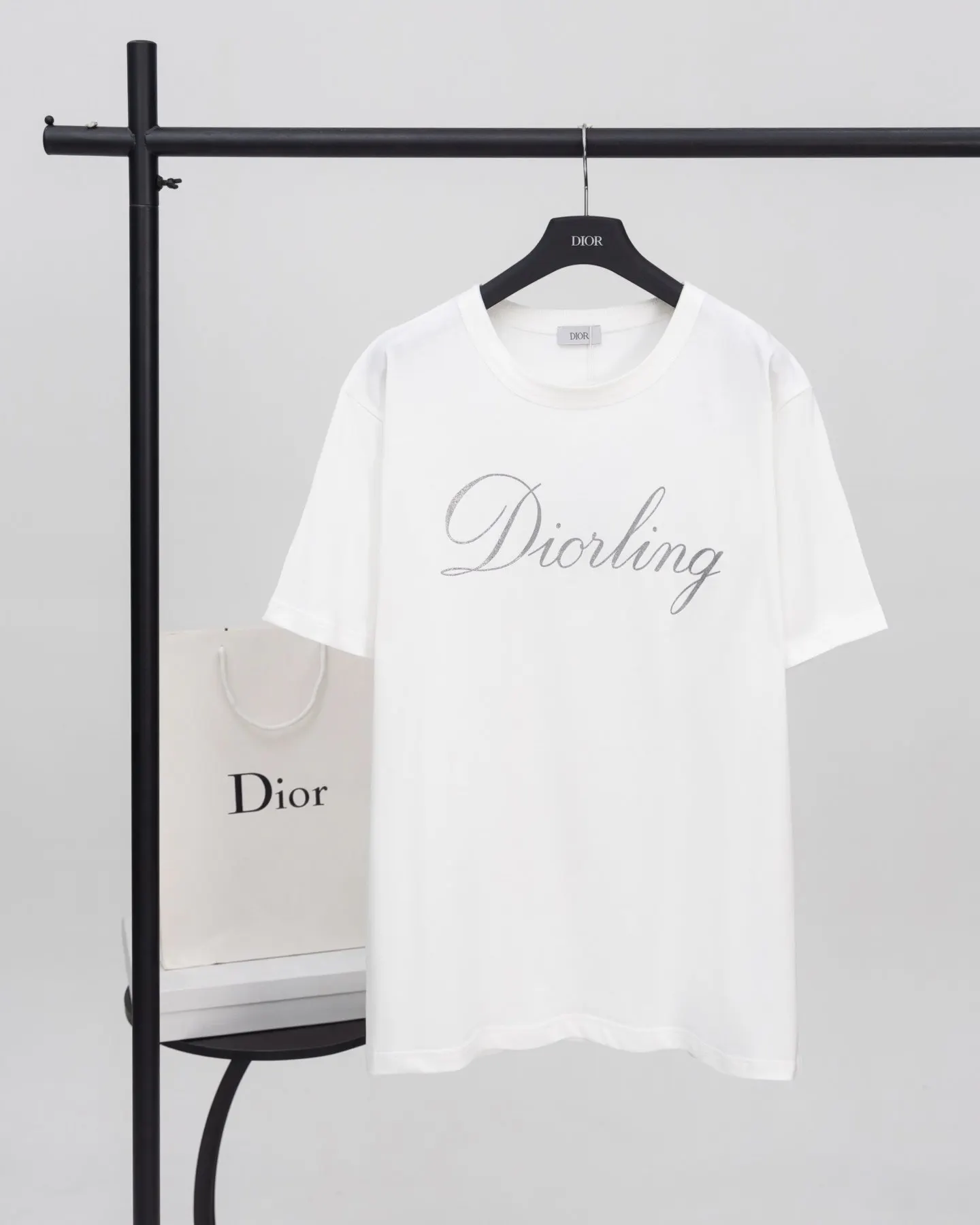 DIOR 25FW White Print Cotton Short Sleeve T-Shirt Casual Ver